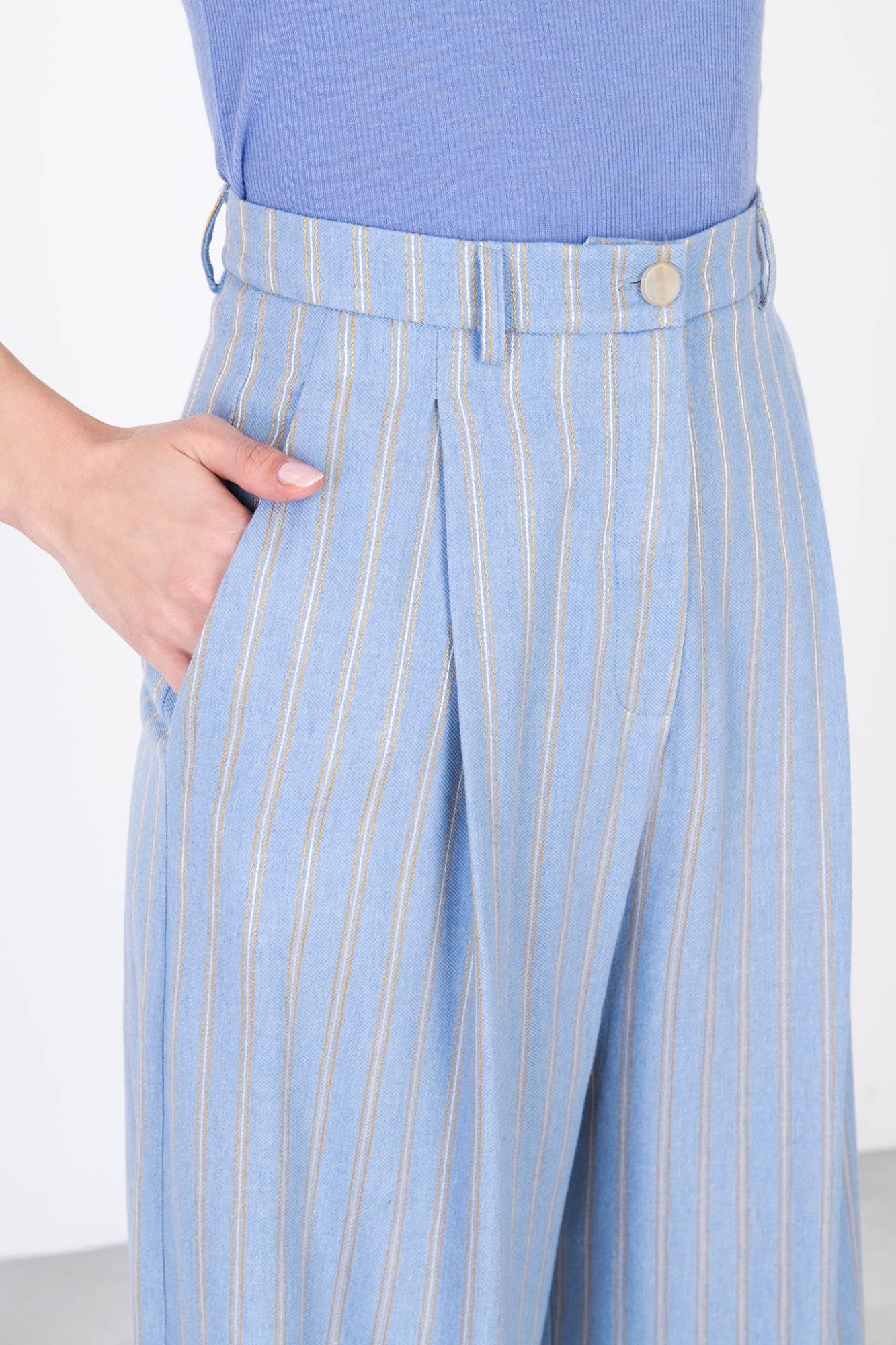 Pantalon Fluid Stripes Cielo