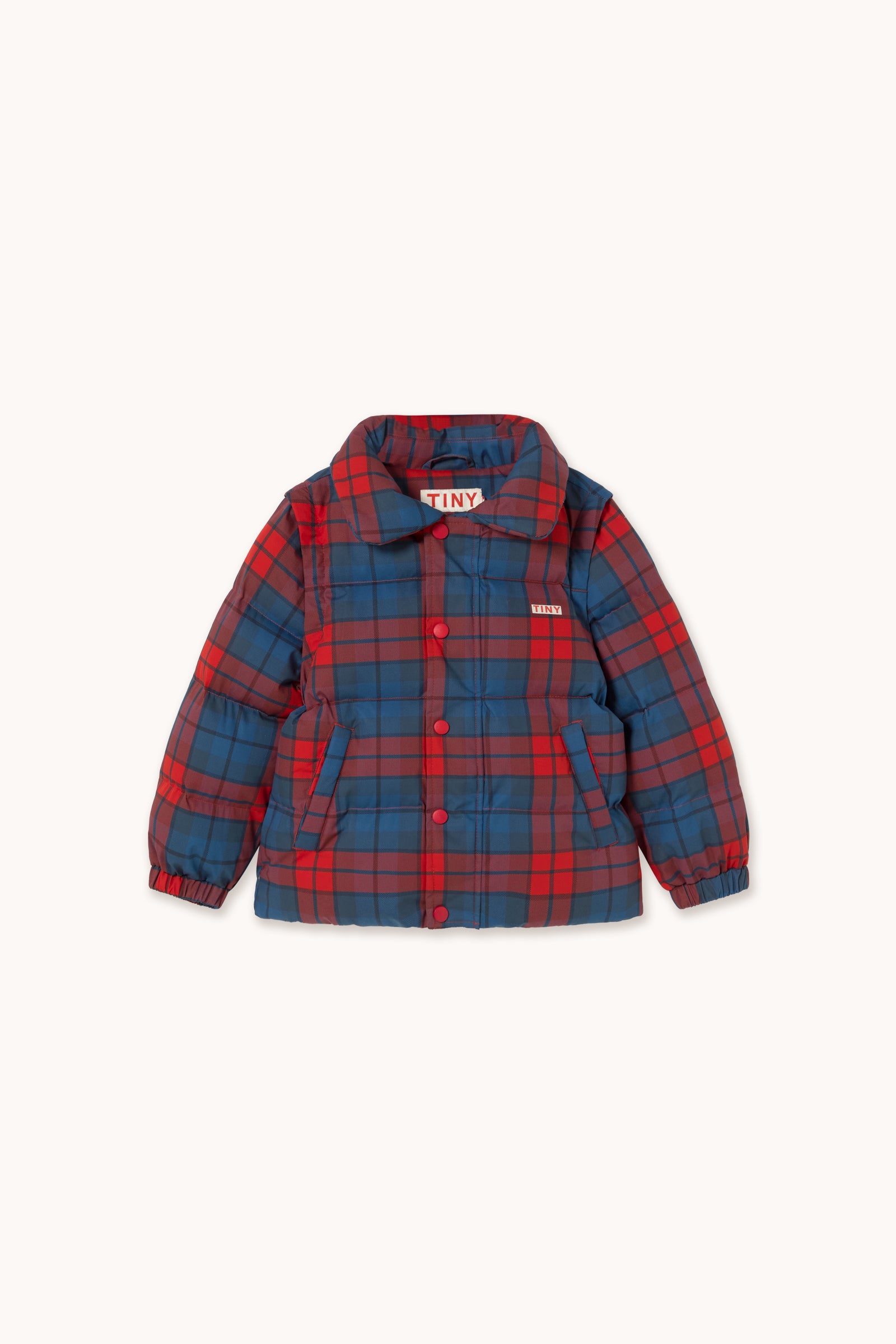 Veste enfant doudoune à carreaux rouge et bleu Check short Padded Tiny Cottons __ Bonny Lyon