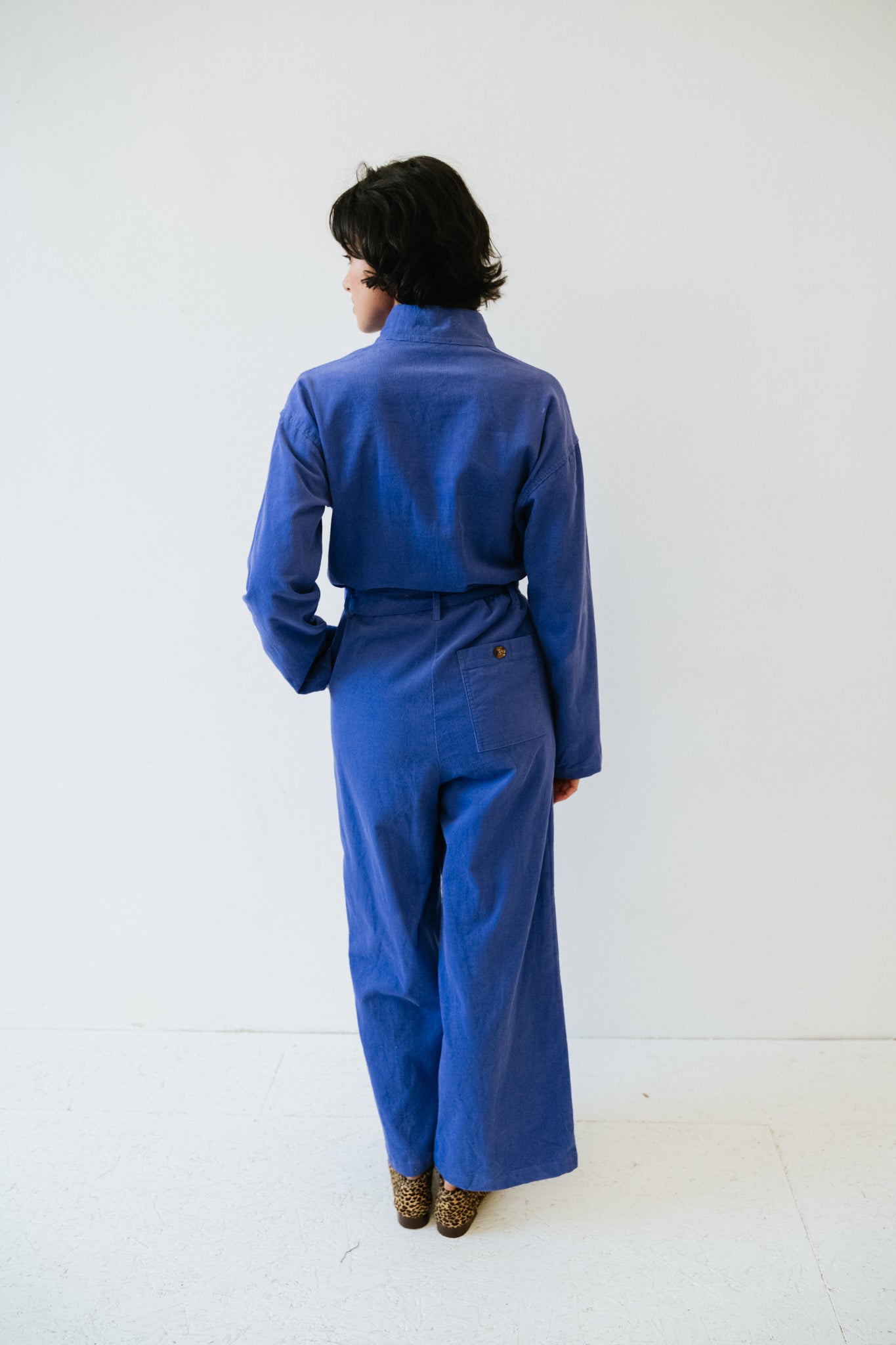 combinaison pantalon col montant boutonnage apparent velours milleraies Ady Violet Frnch Bonny Lyon