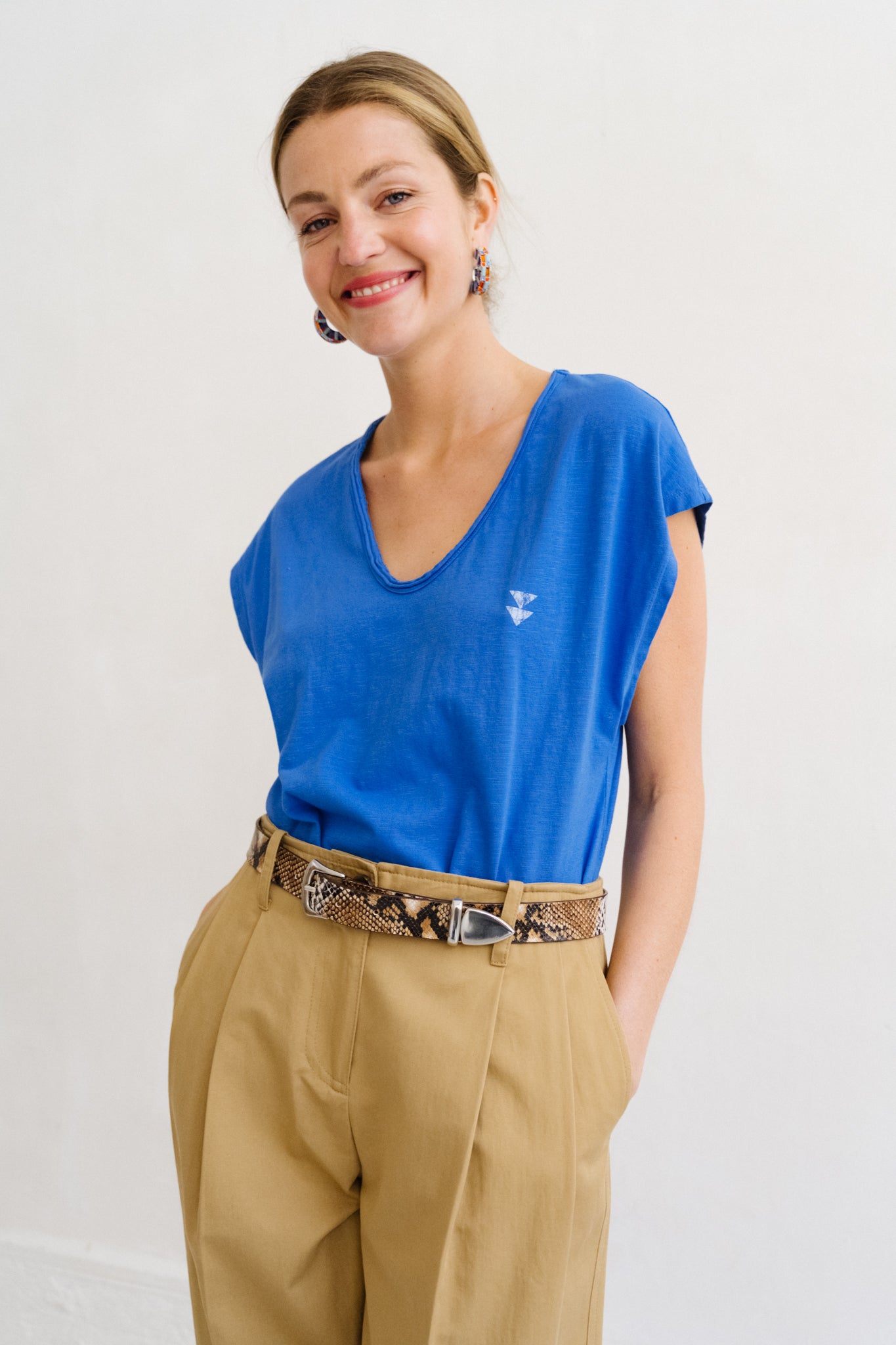 T-shirt bleu imprimé dans le dos Mafia Sisters Department Lyon Bonny