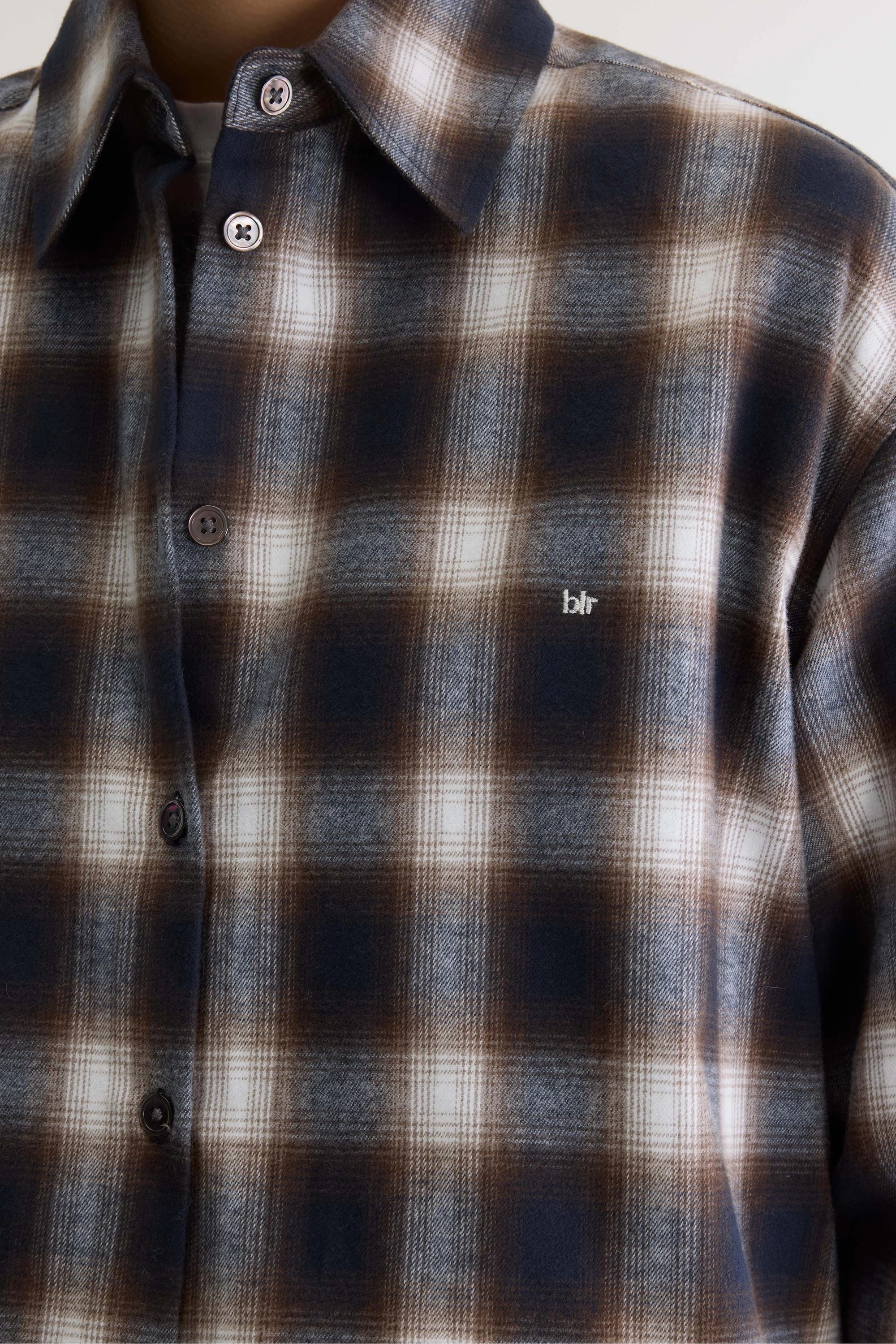 Chemise à carreaux marine et marron coupe boxy Johan Bellerose -- Bonny Lyon