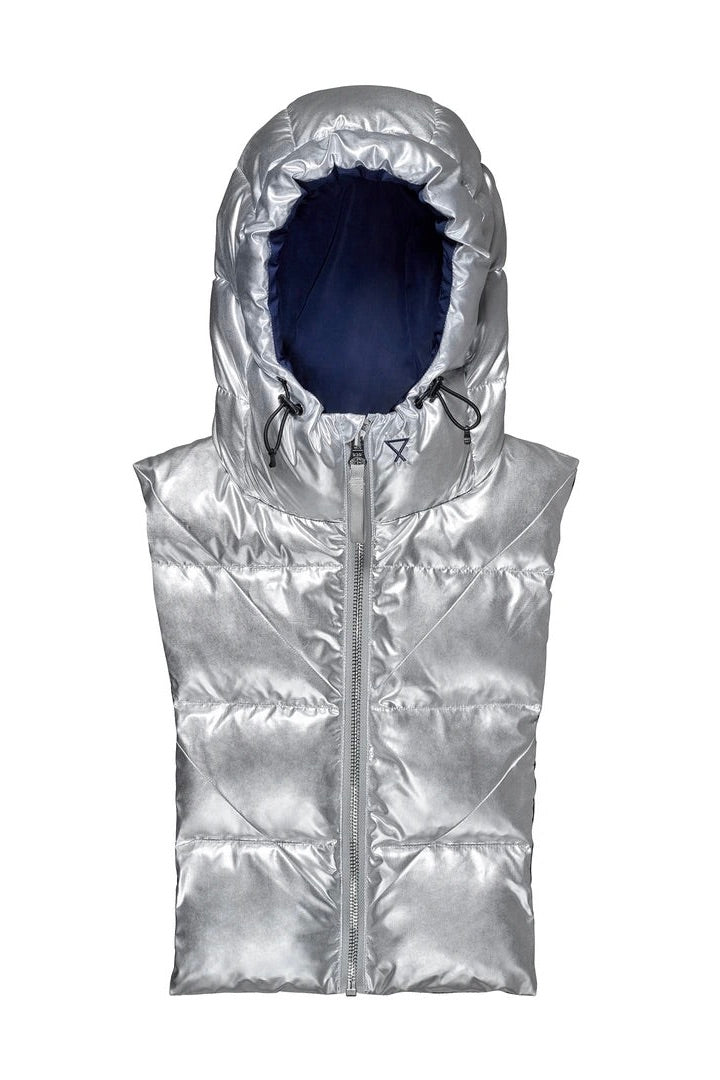 Capuche Doudoune argentée et marine