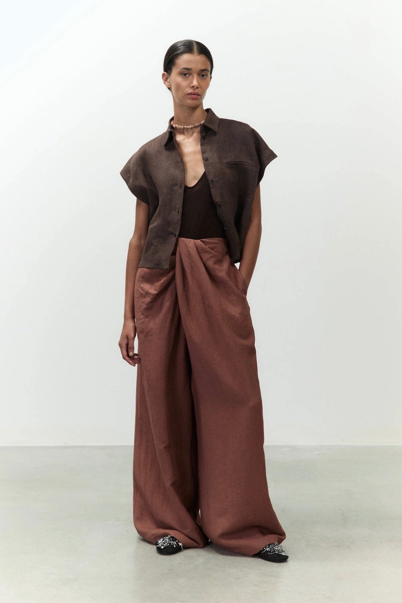Pantalon Tecno Lino Drappeggi