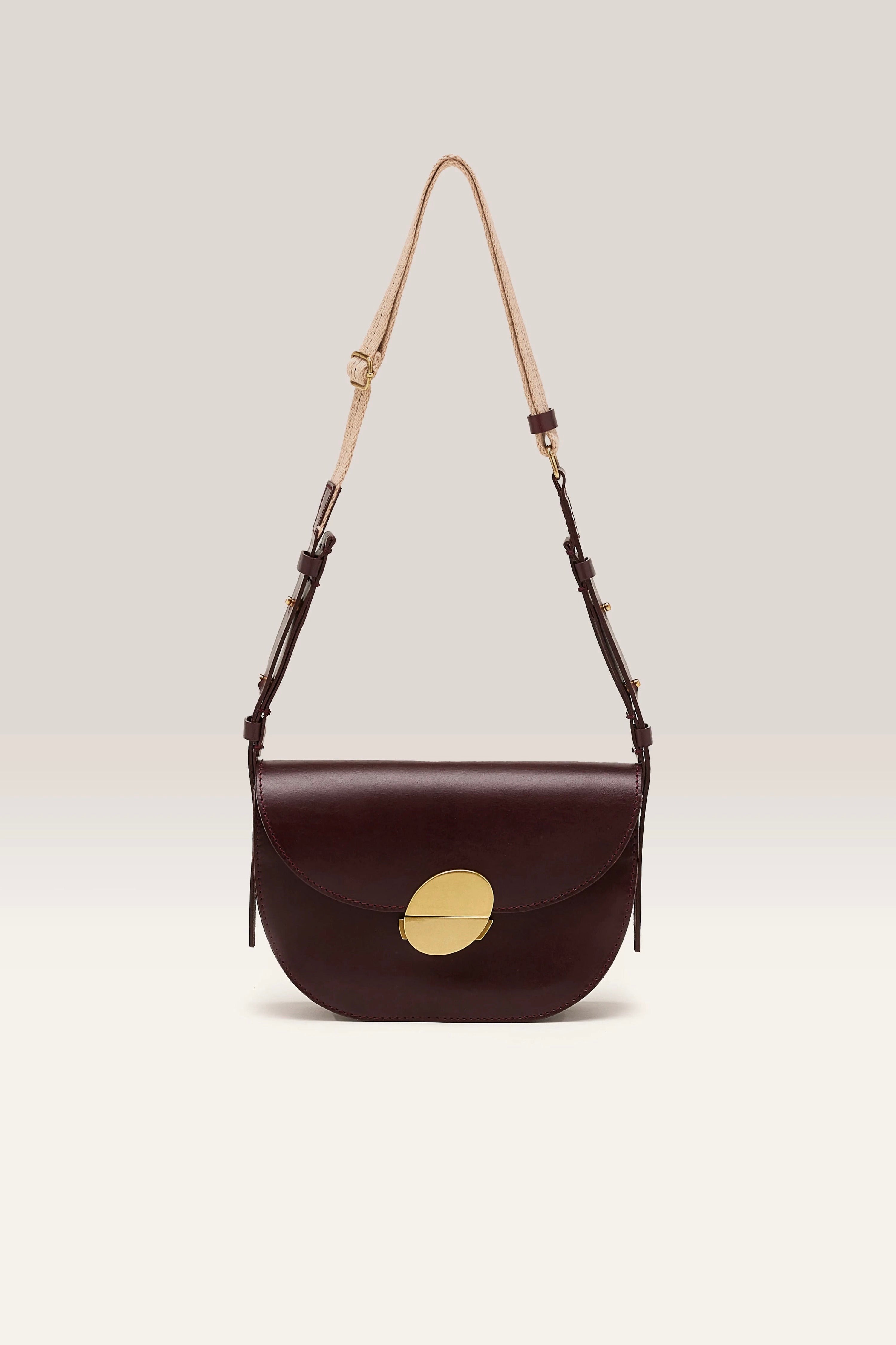Sac en cuir forme demi lune Sicoco 3 coloris Cognac, Bordeaux et Noir Bellerose Lyon Bonny