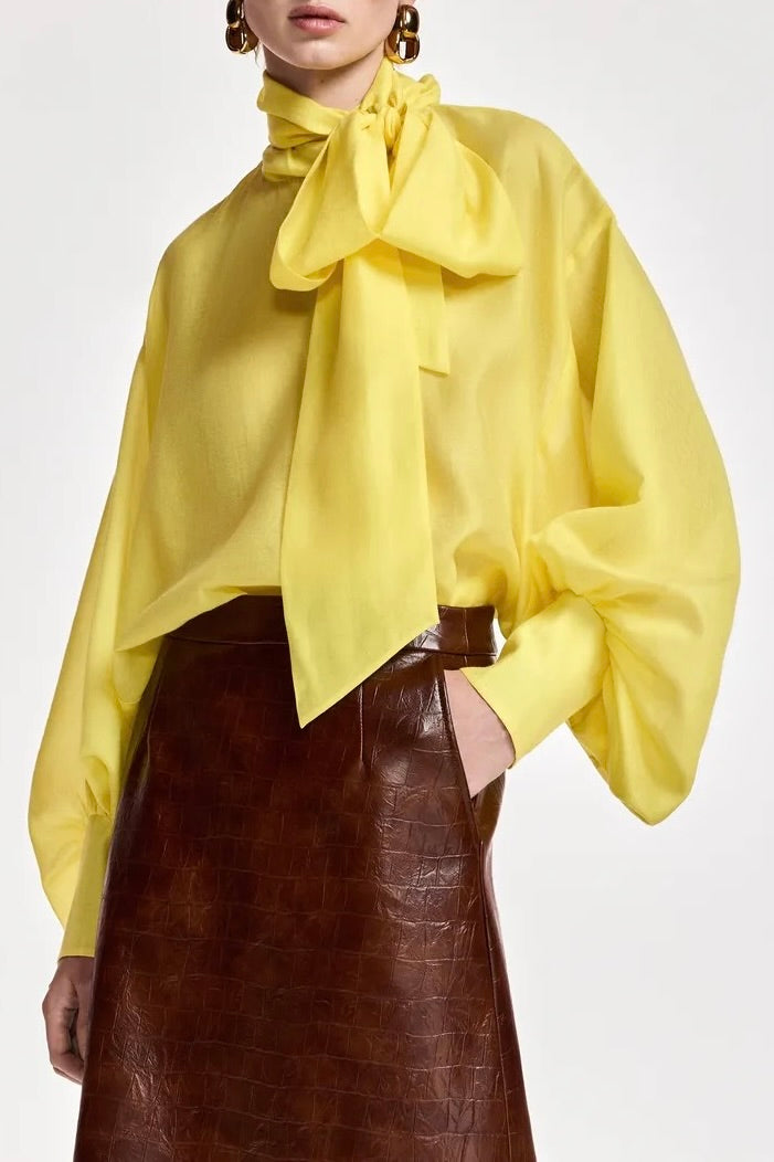 Blouse lavallière jaune oversized Essentiel Antwerp Karismatic -- Bonny Lyon