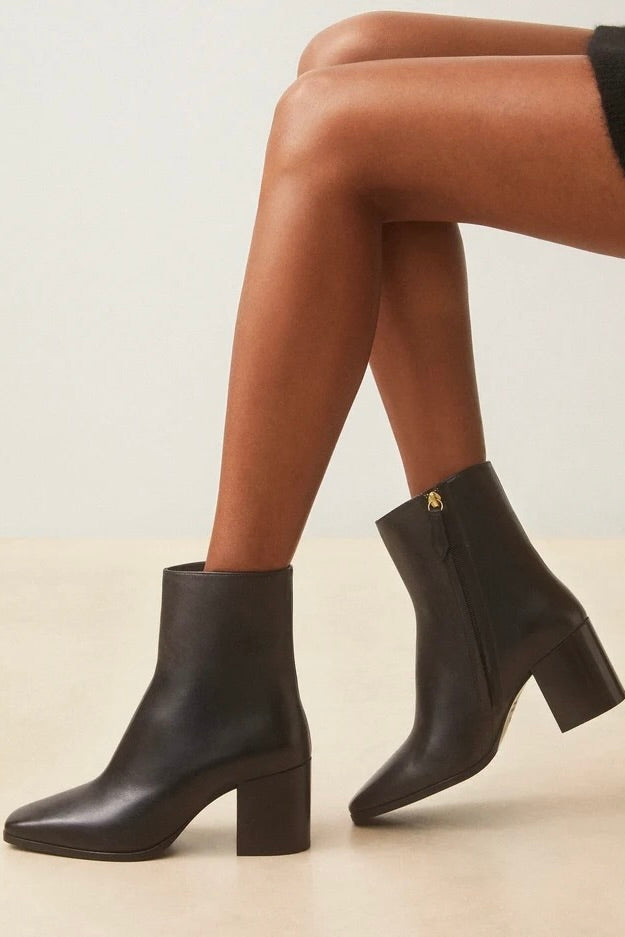 Bottines en cuir noir talons de 7cm modèle no.670 Rivecour -- Bonny Lyon