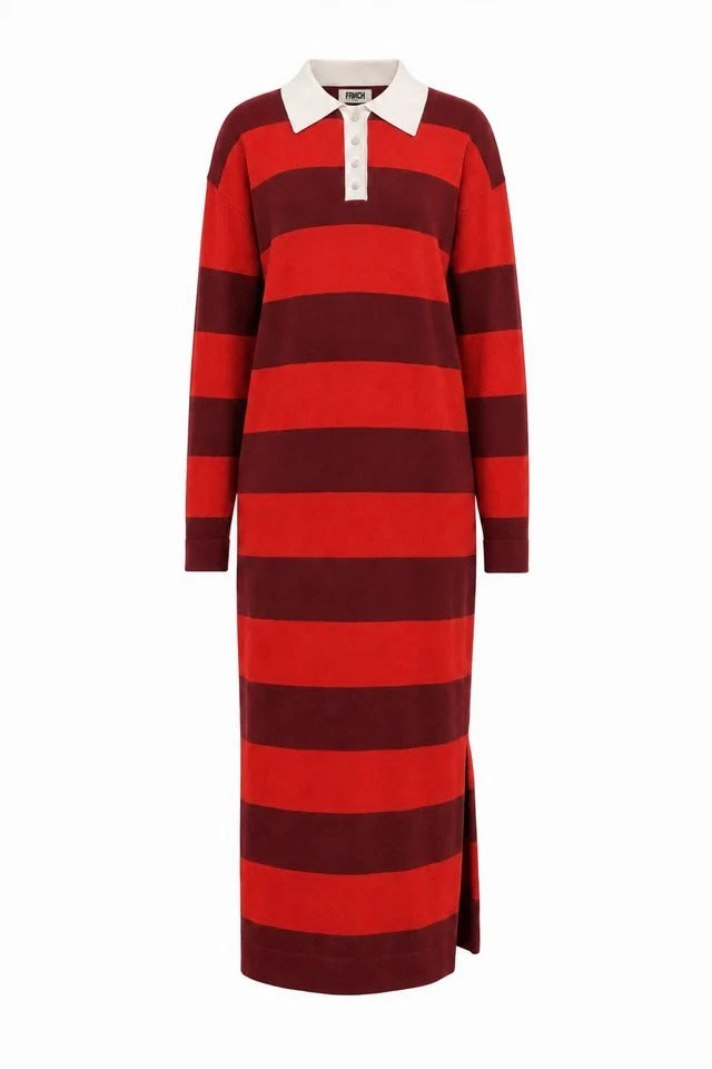 robe longue polo en maille rayures bordeaux et rouges Takayama Frnch -- Bonny Lyon
