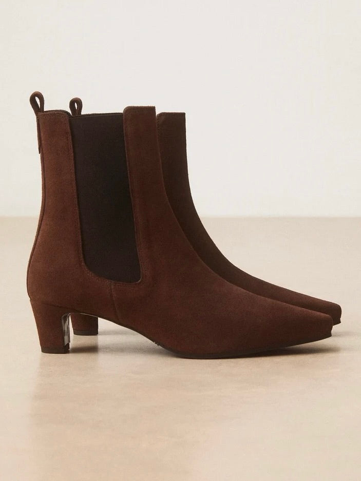 Bottines en suède à tige haute élastique et talons de 5cm modèle no.525 Rivecour -- Bonny Lyon