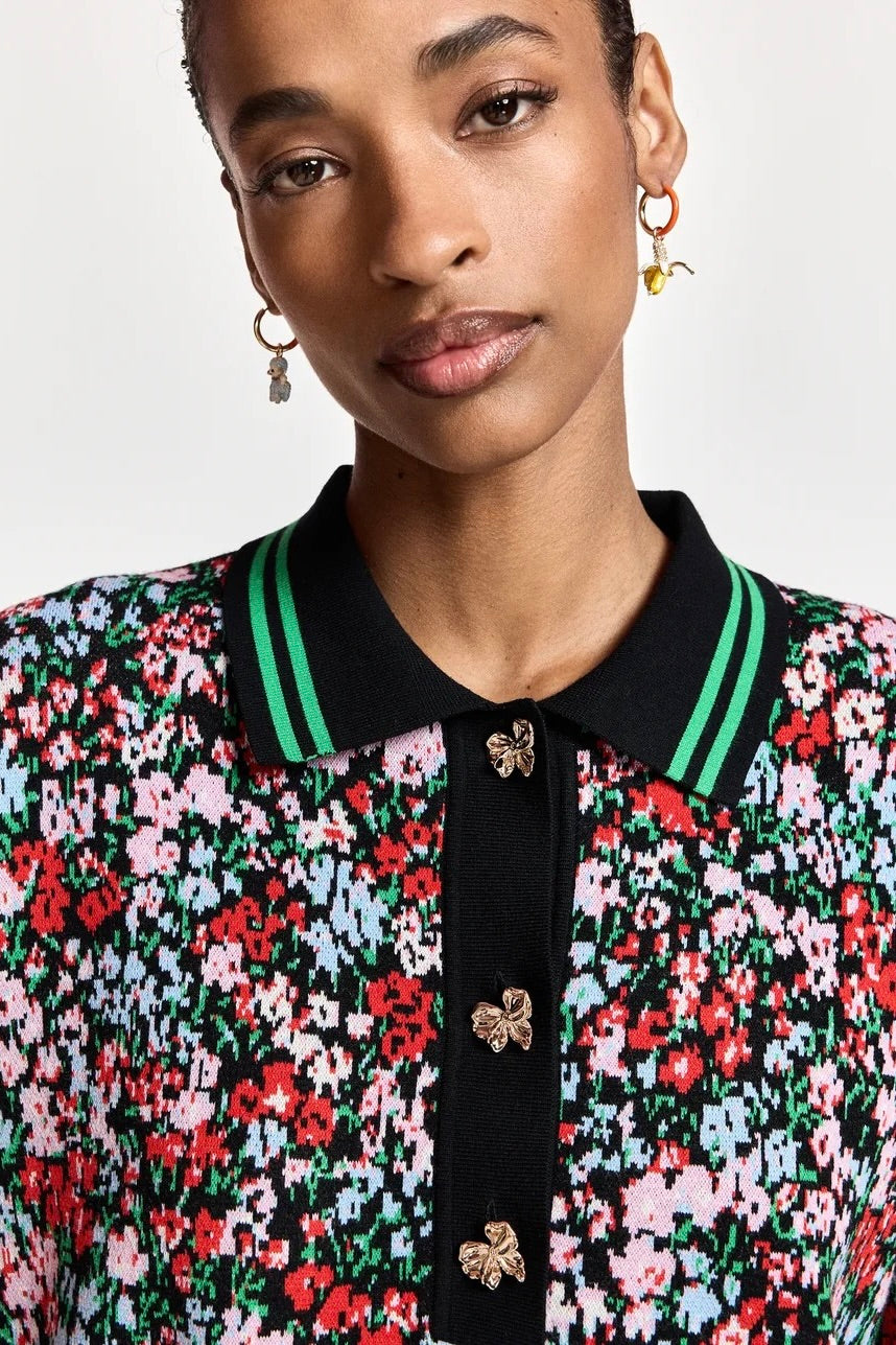 Polo maille jacquard fleuri Karts Essentiel Antwerp -- Bonny Lyon
