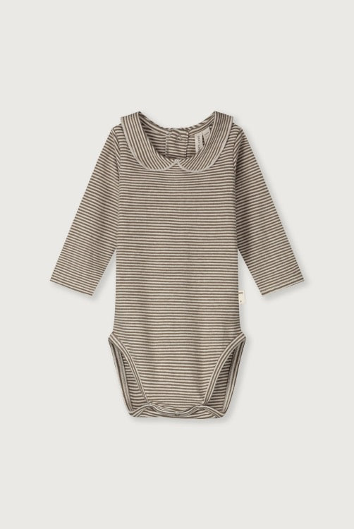 Body bébé en jersey coton organique fines rayures et col Claudine Gray Label -- Bonny Lyon