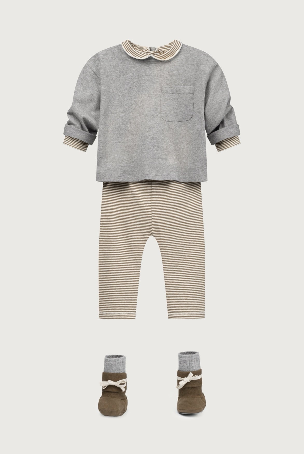 Body bébé en jersey coton organique fines rayures et col Claudine Gray Label -- Bonny Lyon