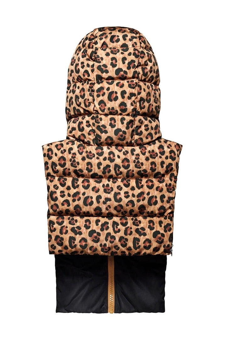 Capuche Doudoune léopard et noire