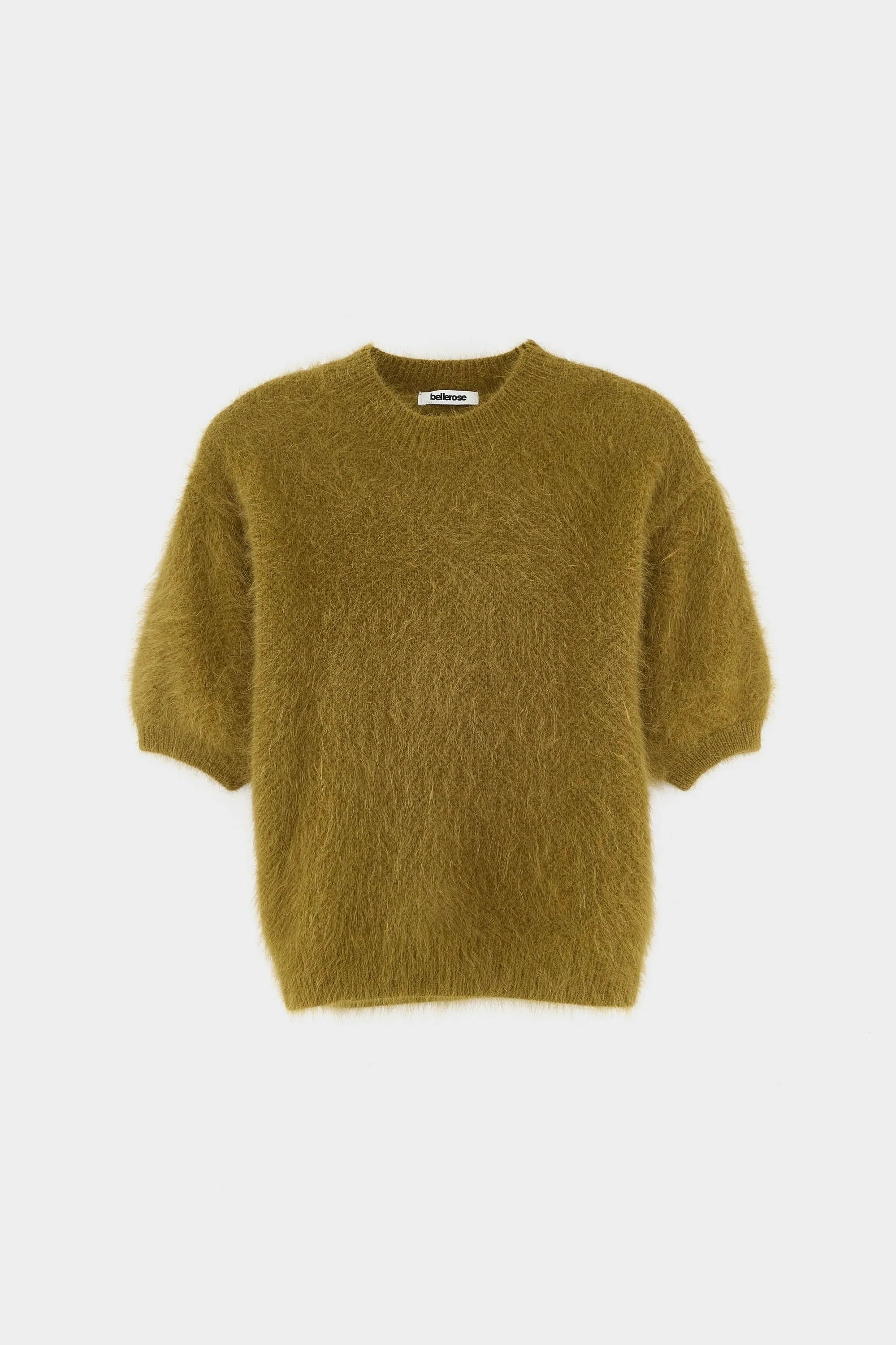 Pull manches courtes en angora kaki olive Bellerose Darza -- Bonny Lyon