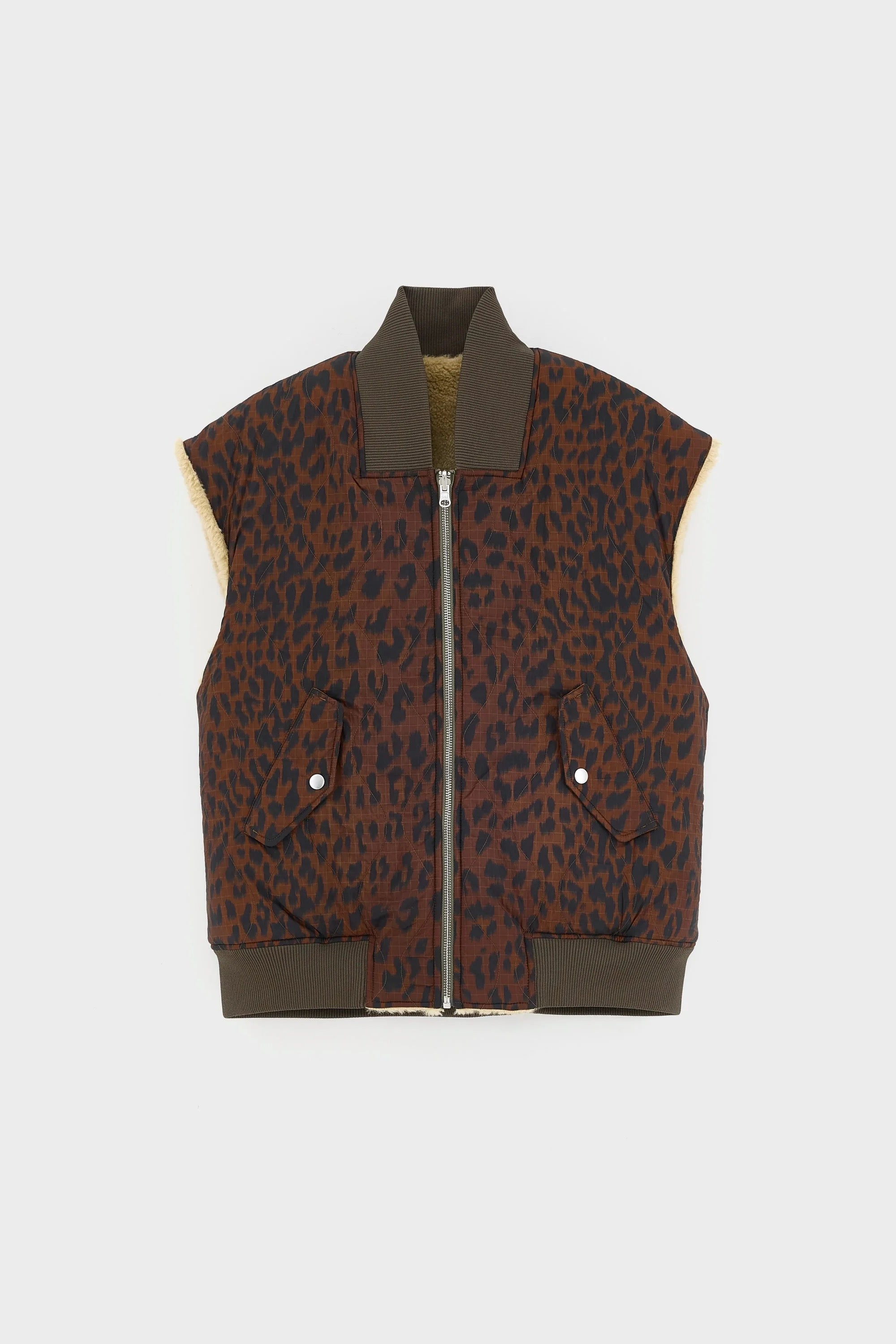 Veste réversible sans manche léopard et sherpa Haalo Bellerose -- Bonny Lyon