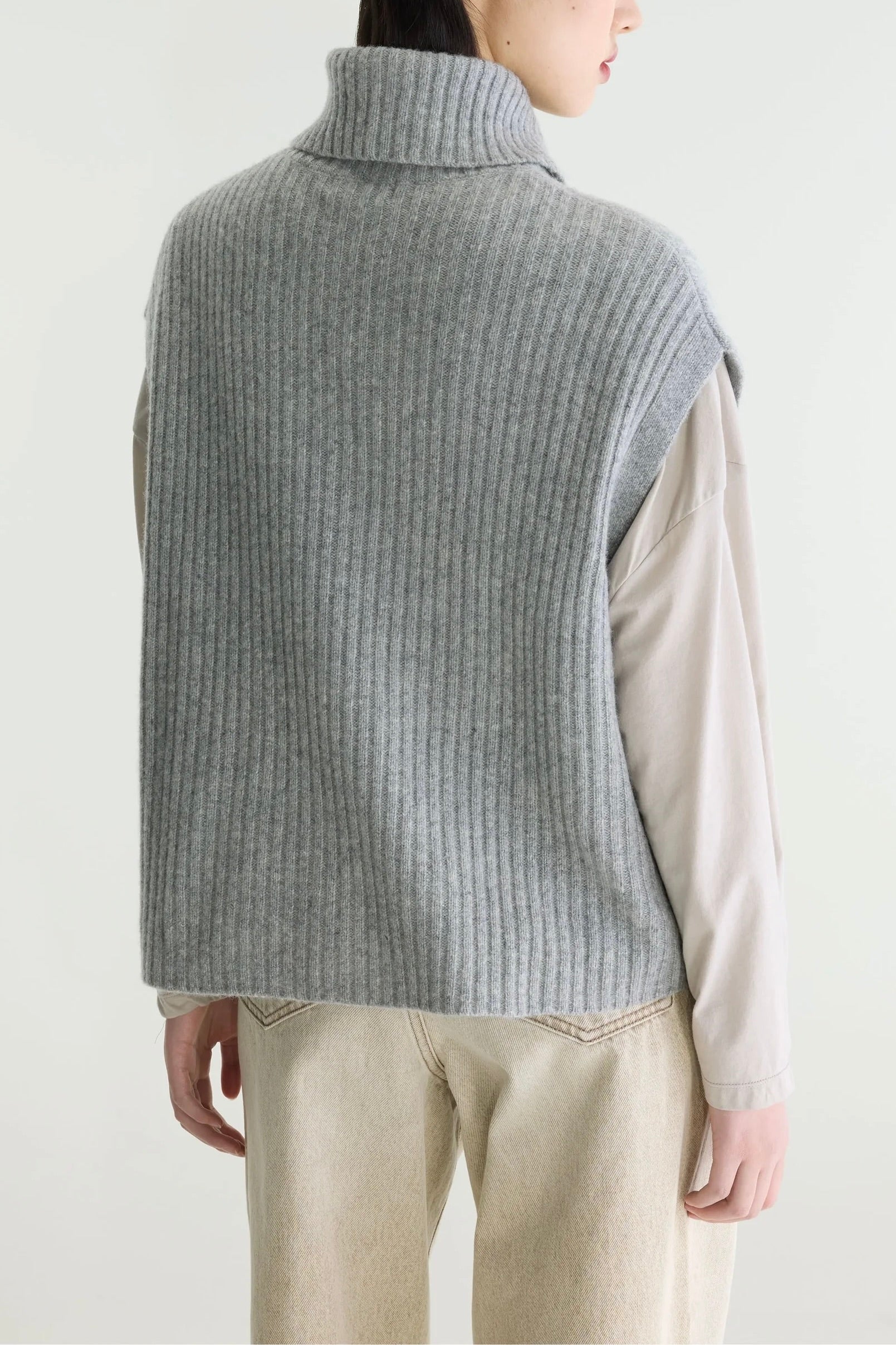 Pull sans manche à col camionneur gris chiné Amer Bellerose -- Bonny Lyon