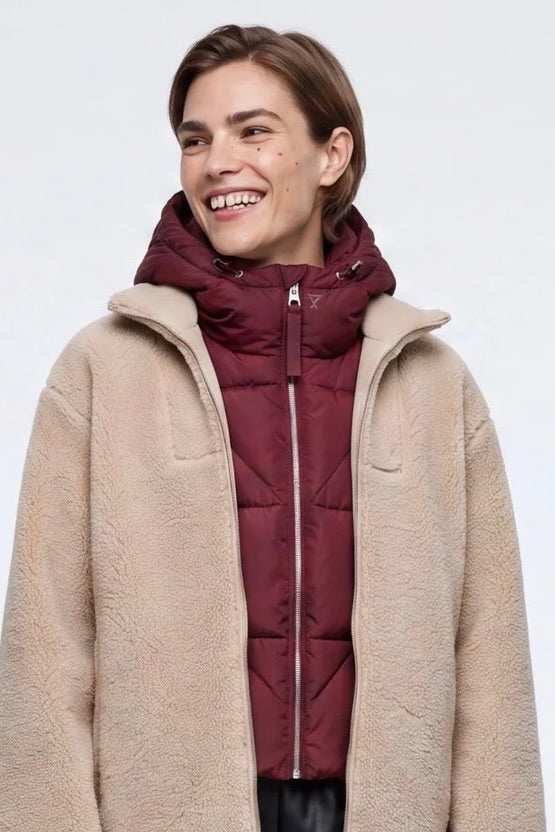 Capuche Doudoune Bordeaux et Prune