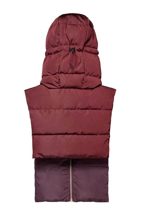 Capuche Doudoune Bordeaux et Prune