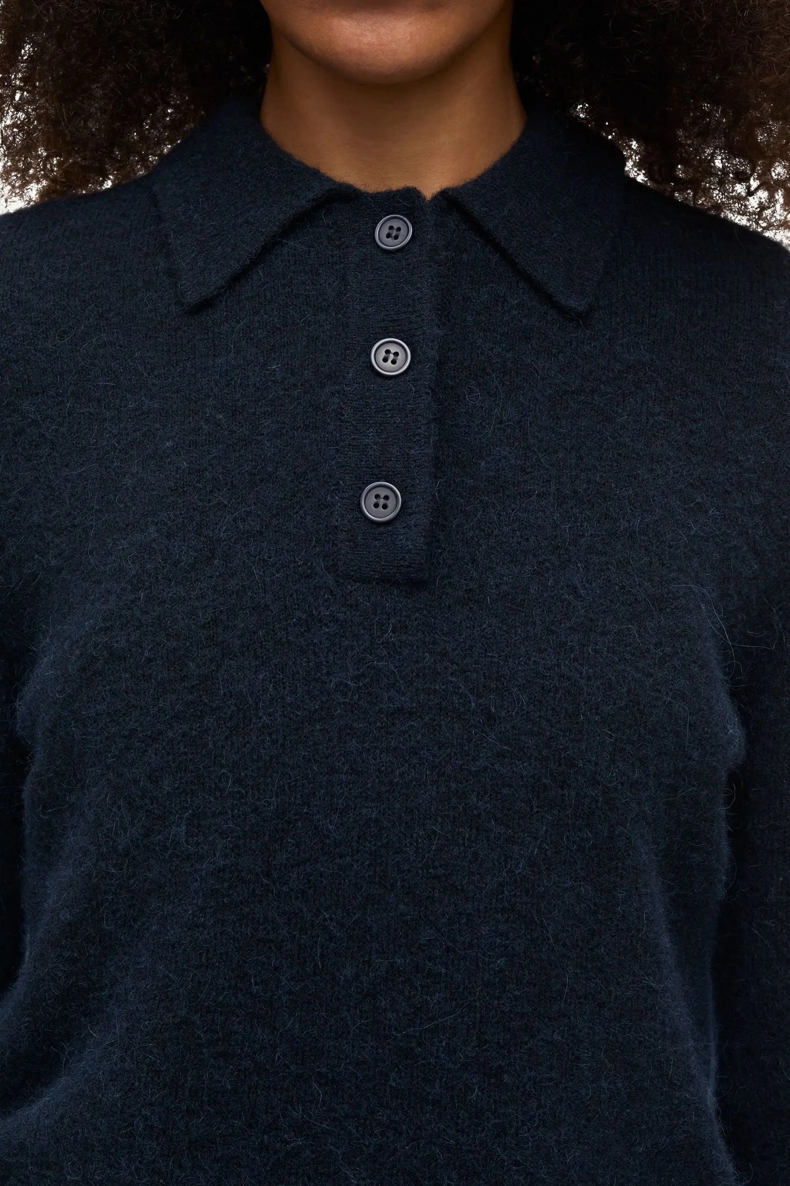 Pull polo en laine alpaga marine Sanoura Samsoe Samsoe -- Bonny Lyon
