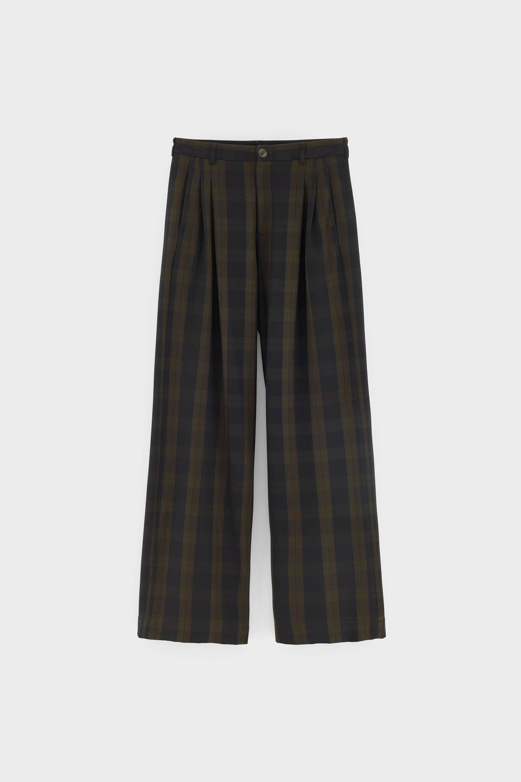Pantalon large à carreaux marine et kaki Volkert Bellerose -- Bonny Lyon