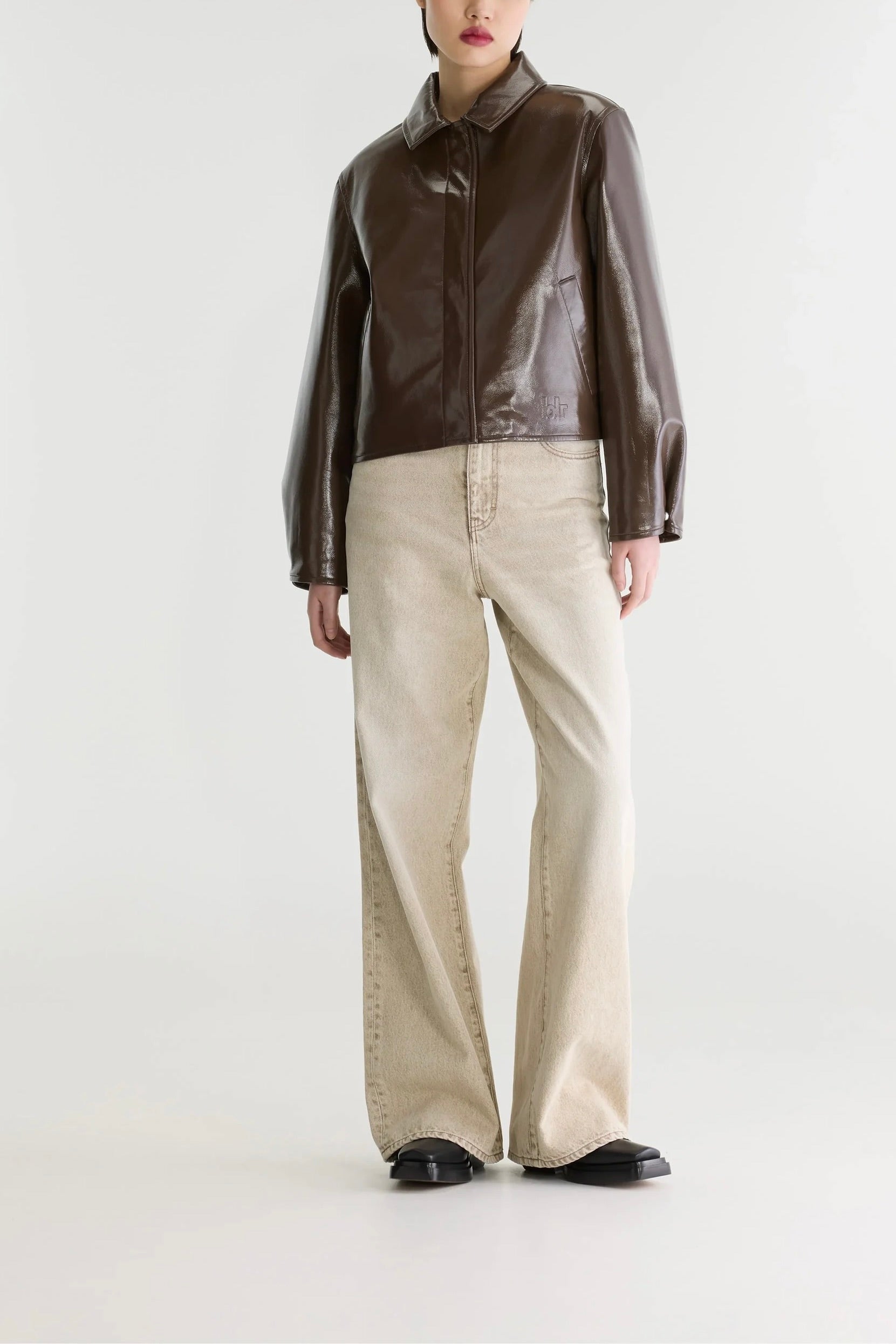 Veste courte en vinyle brun Harred Bellerose -- Bonny Lyon