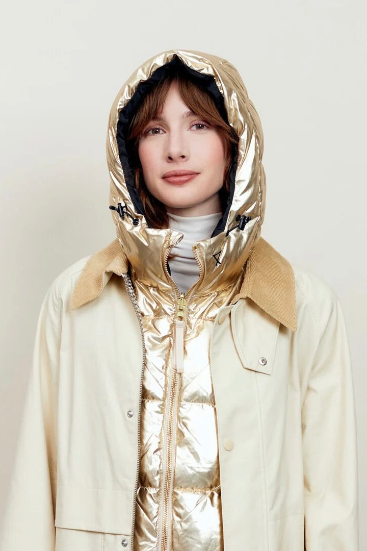 Capuche Doudoune dorée et noire