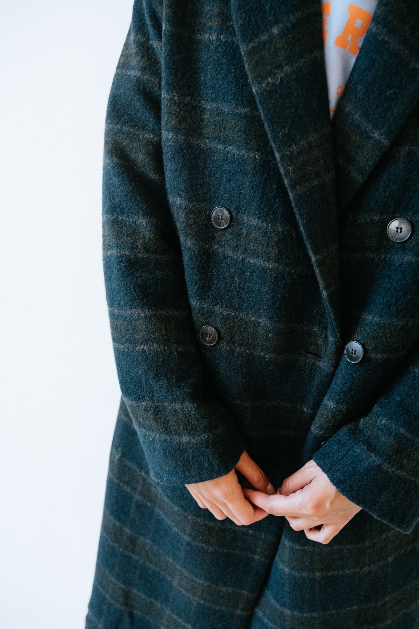 Manteau long laine à carreaux Gabin Vert CHLOE STORA Bonny Lyon