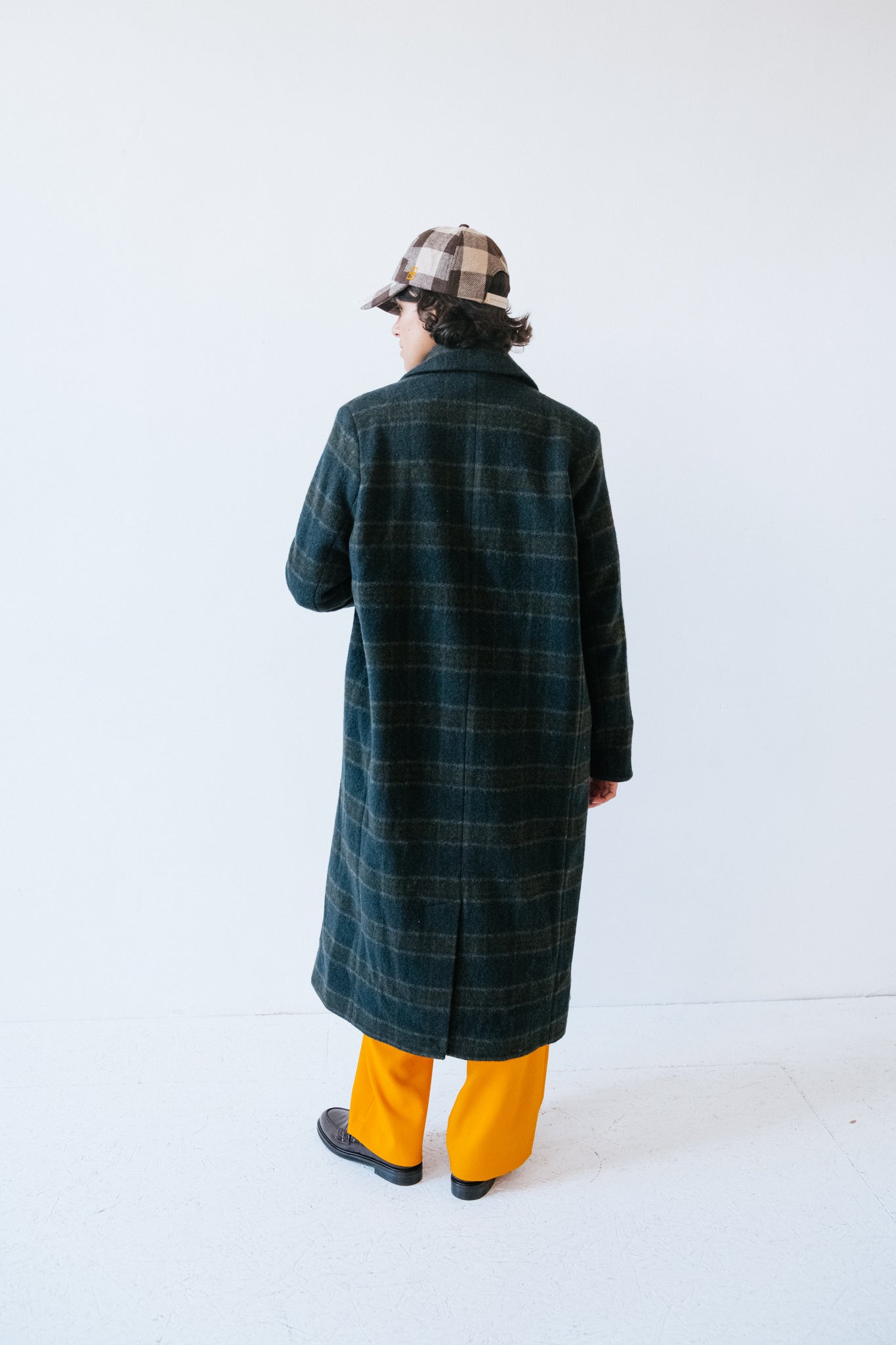 Manteau long laine à carreaux Gabin Vert CHLOE STORA Bonny Lyon