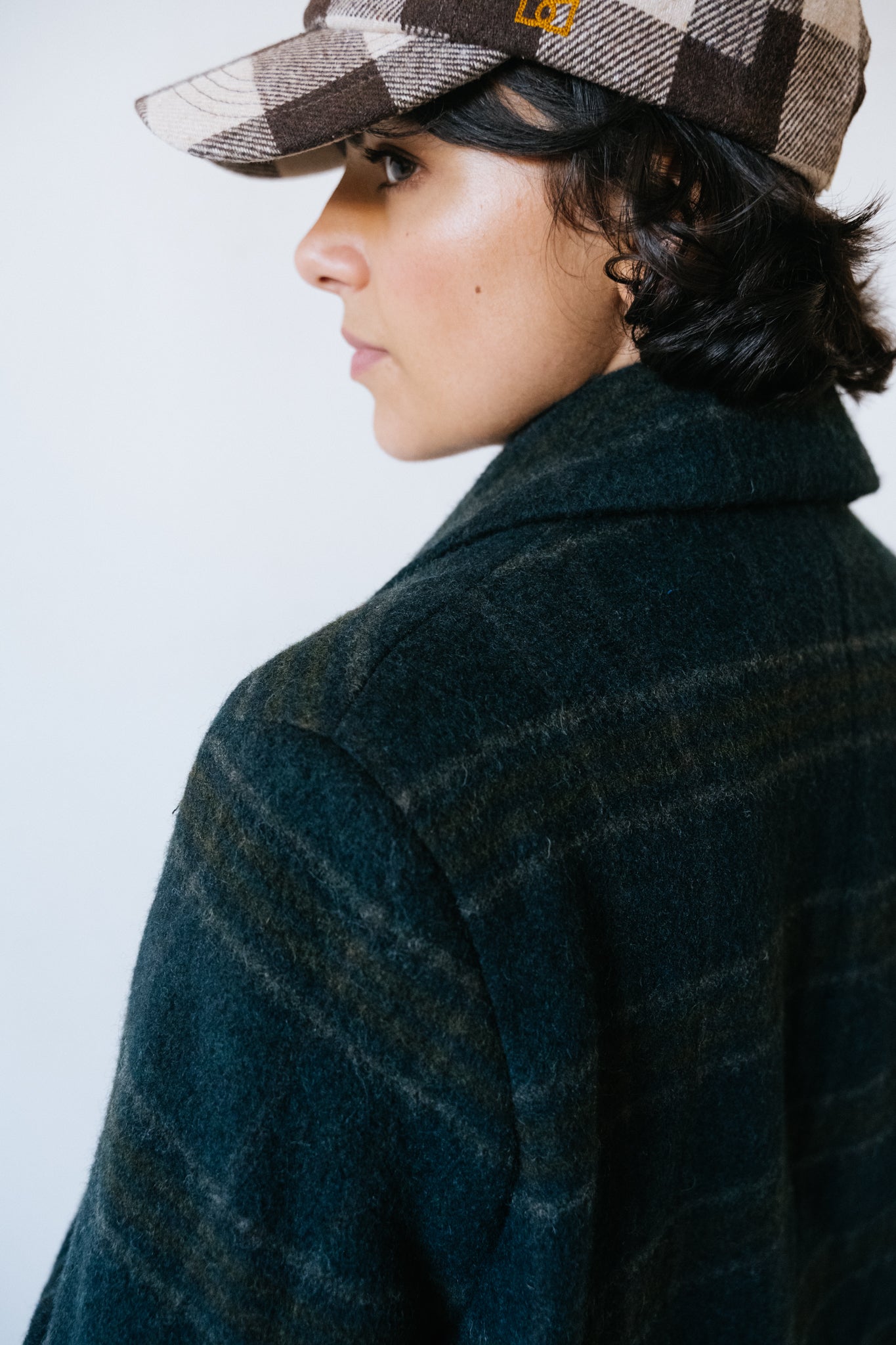 Manteau long laine à carreaux Gabin Vert CHLOE STORA Bonny Lyon