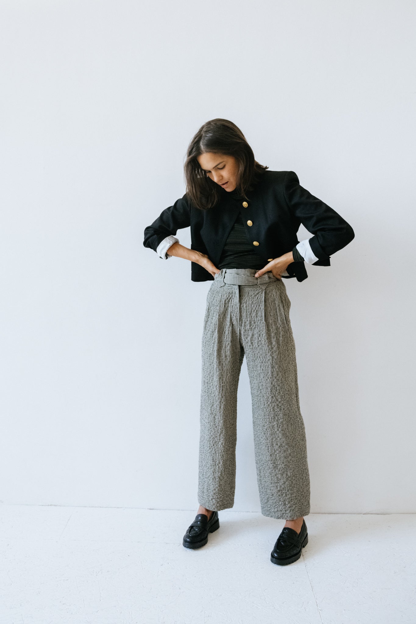 Pantalon Micro Vichy Grafite