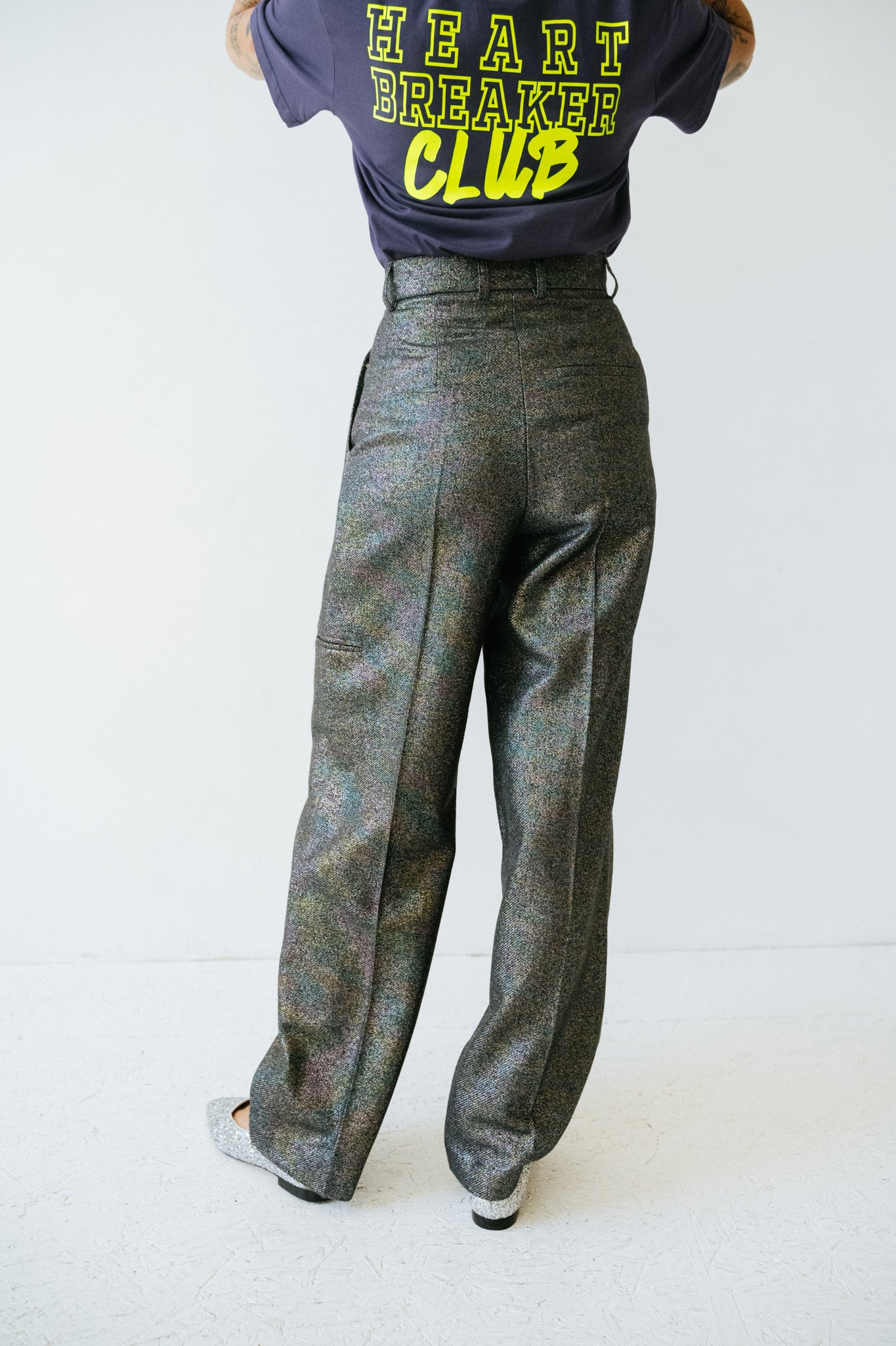 pantalon large et taille haute palazzo sparkling multi glitter Alysi Bonny LYon