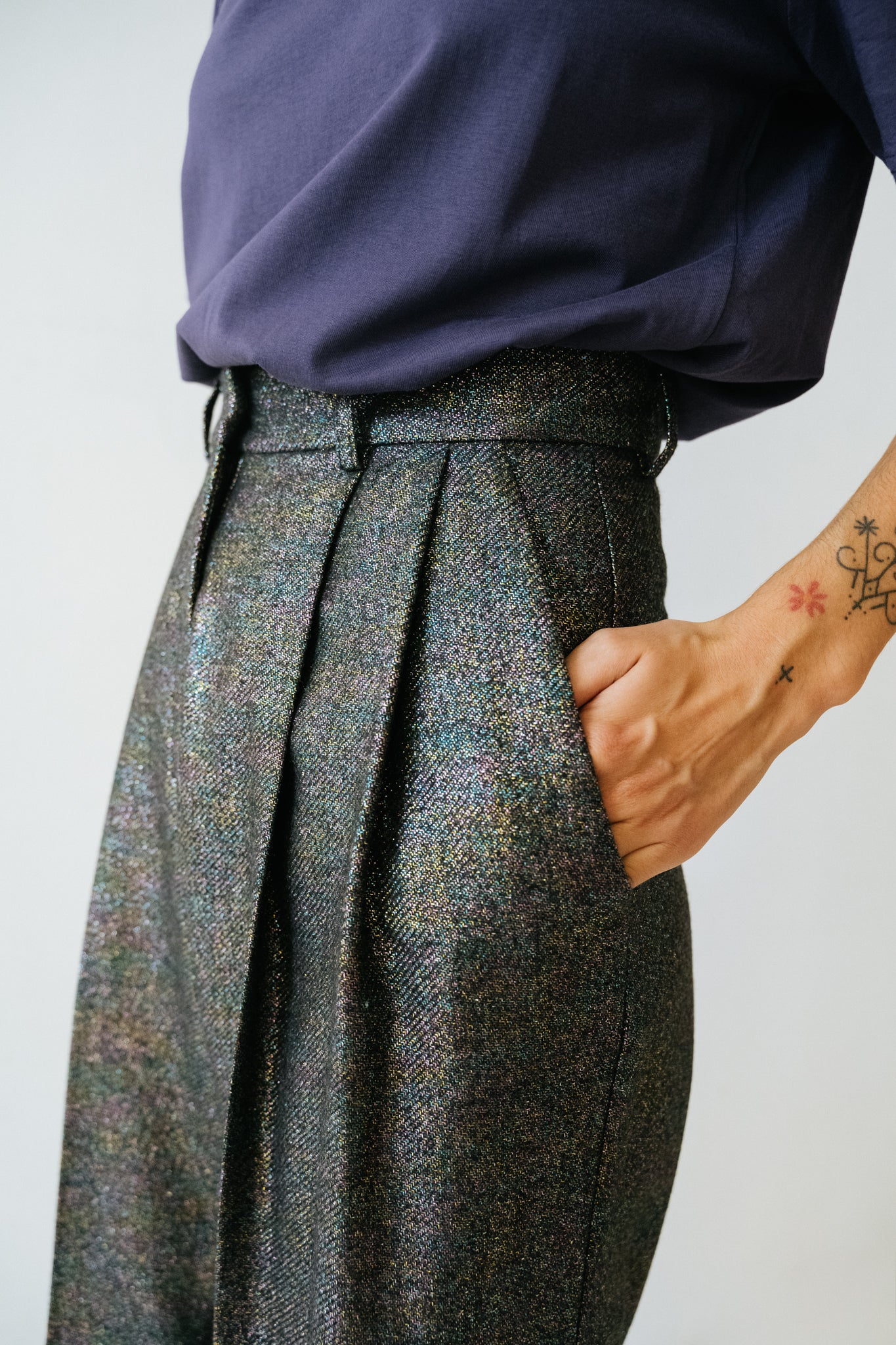 pantalon large et taille haute palazzo sparkling multi glitter Alysi Bonny LYon