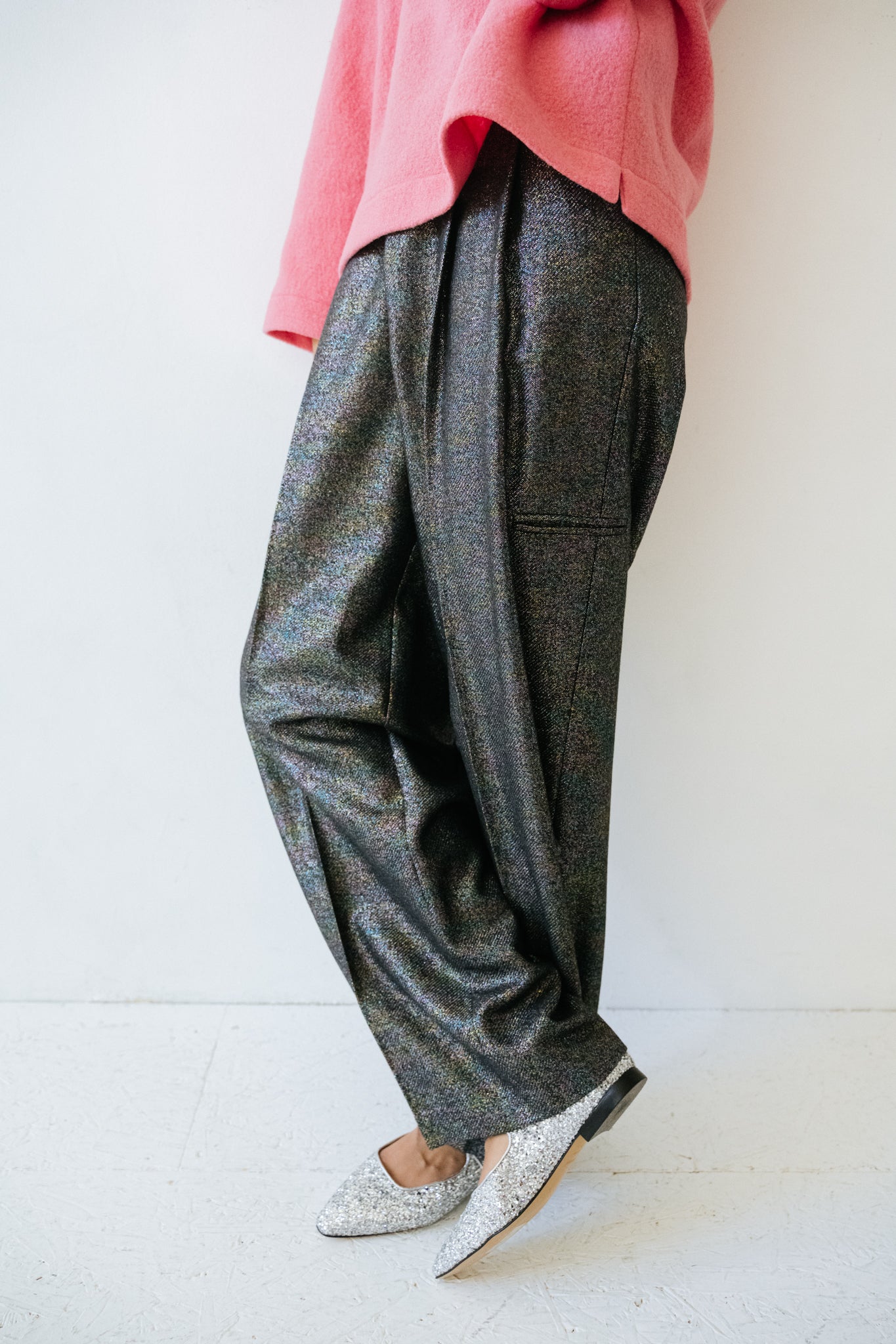 pantalon large et taille haute palazzo sparkling multi glitter Alysi Bonny LYon