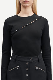 top t-shirt asymétrique Luanne Black Samsoe Samsoe Bonny Lyon
