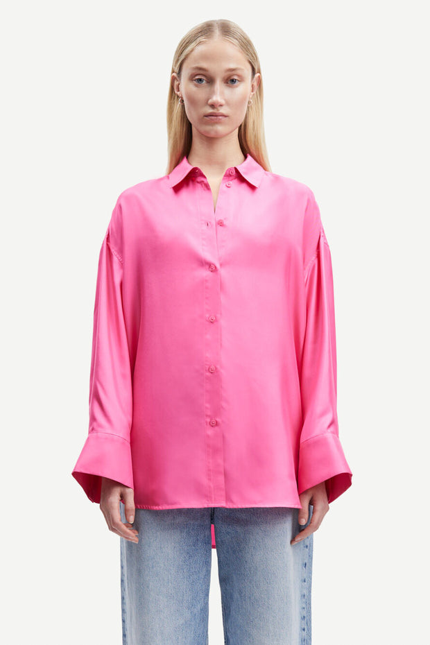 Chemise large en soie Marika Cheeky Pink soie Samsoe Samsoe Bonny Lyon