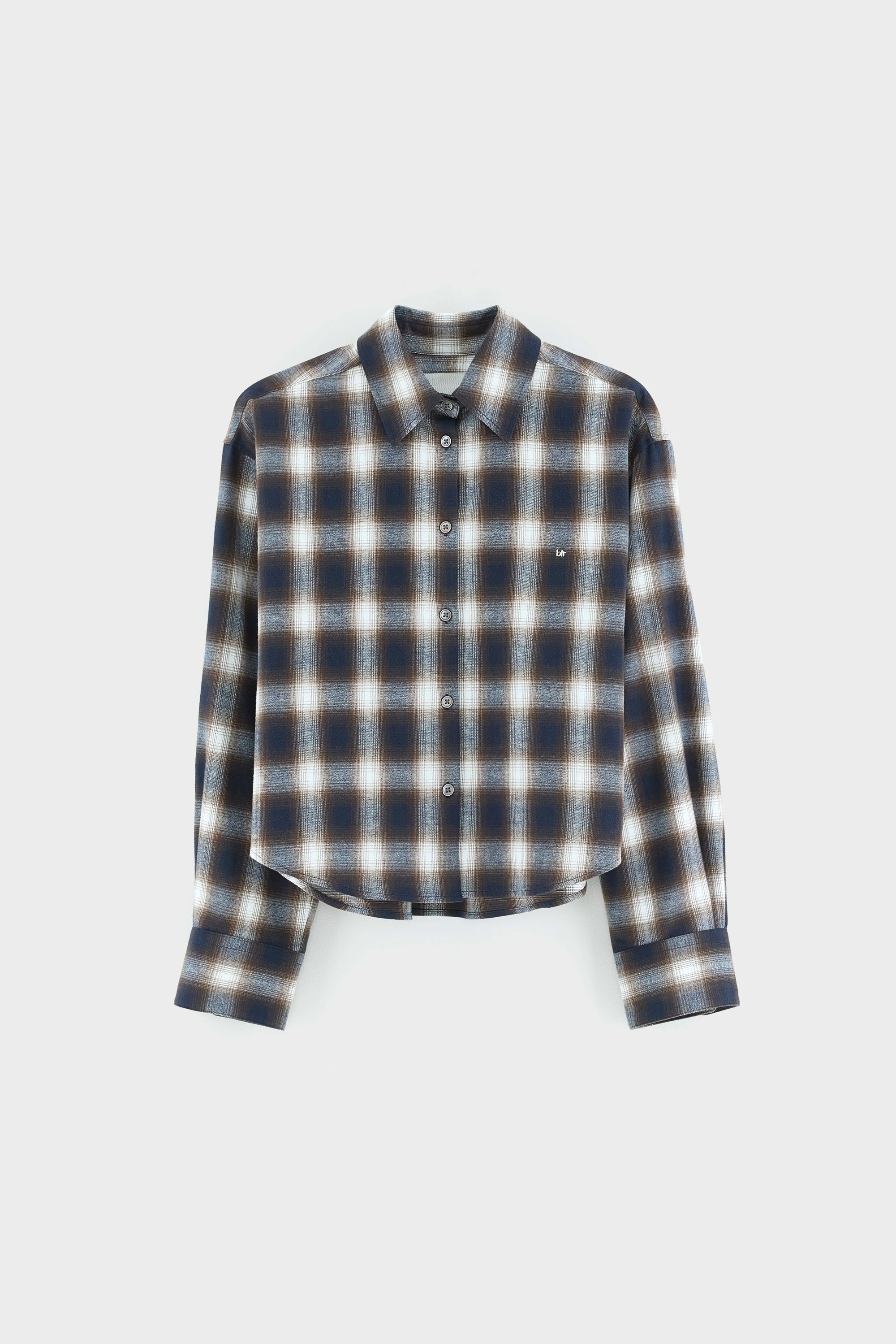 Chemise à carreaux marine et marron coupe boxy Johan Bellerose -- Bonny Lyon