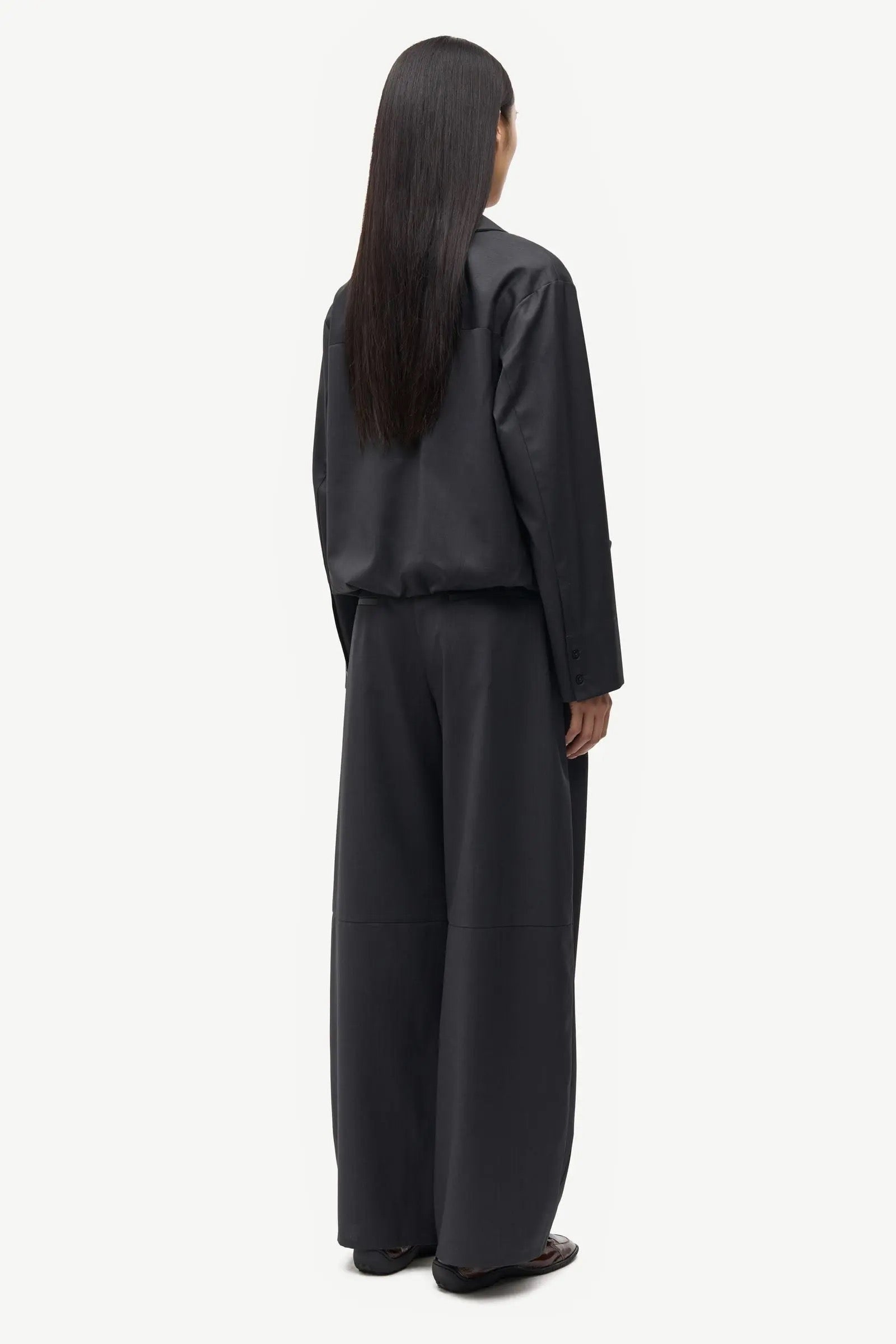 Pantalon barrel en laine mélangée gris anthracite Saroko Samsoe Samsoe -- Bonny Lyon 