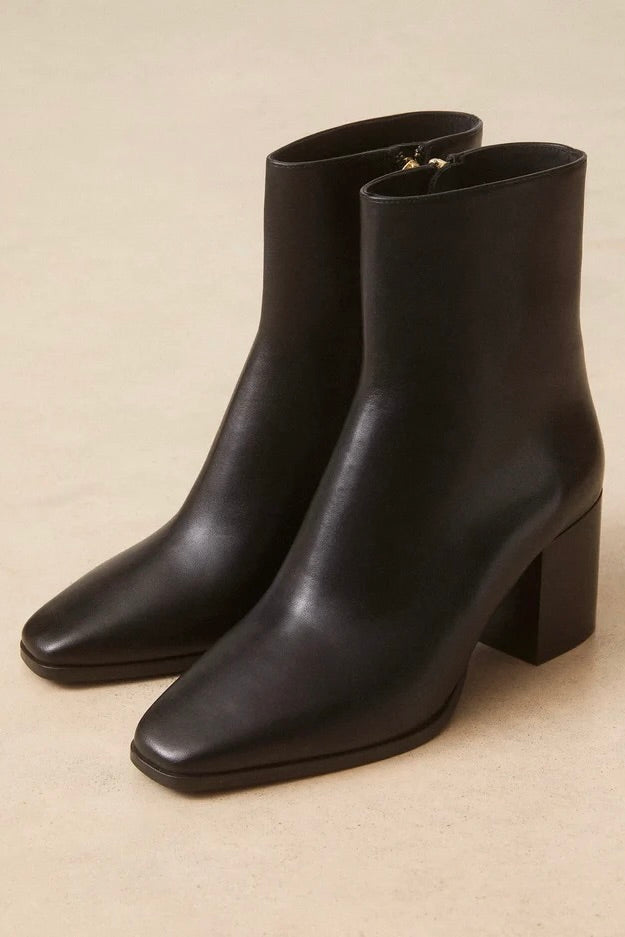 Bottines en cuir noir talons de 7cm modèle no.670 Rivecour -- Bonny Lyon 