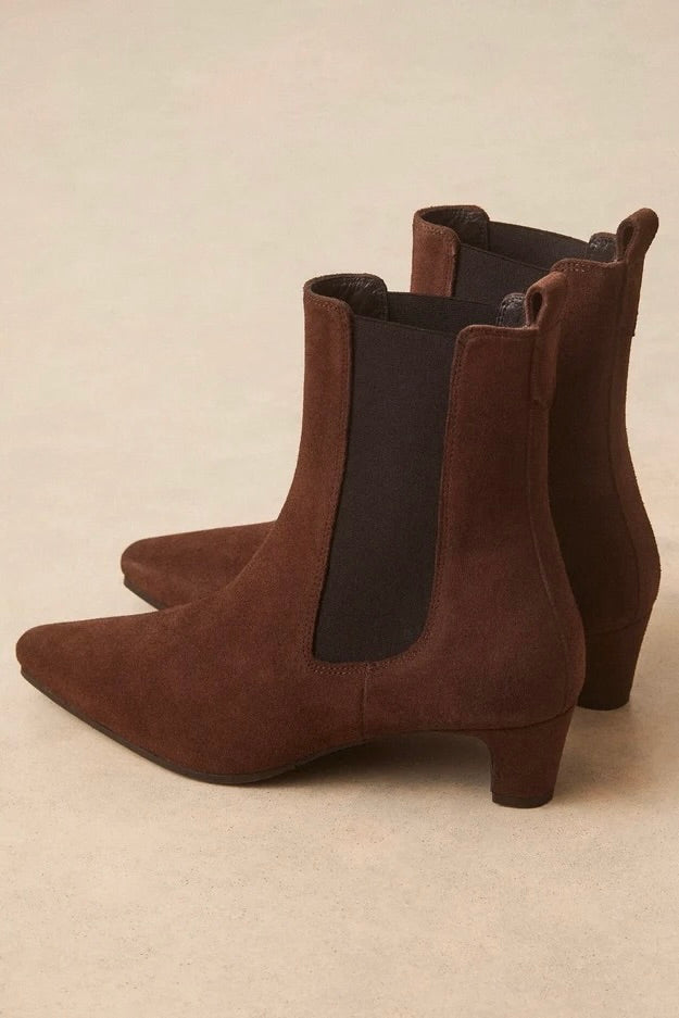 Bottines en suède à tige haute élastique et talons de 5cm modèle no.525 Rivecour -- Bonny Lyon