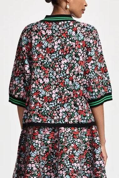 Polo maille jacquard fleuri Karts Essentiel Antwerp -- Bonny Lyon 