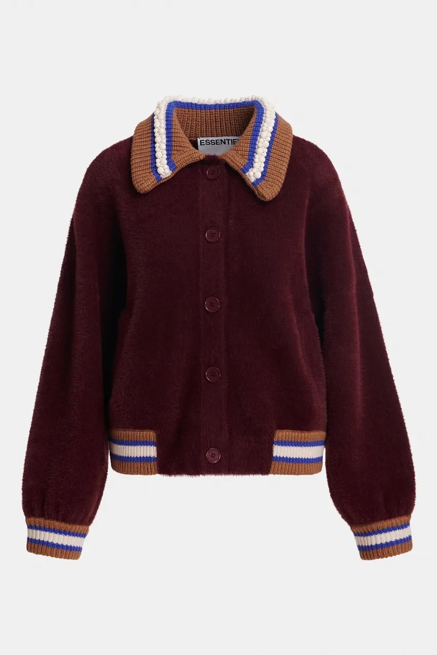 veste en maille oversized col tricot et brodé de perles, 2 coloris disponibles Essentiel Antwerp Kamore -- Bonny Lyon