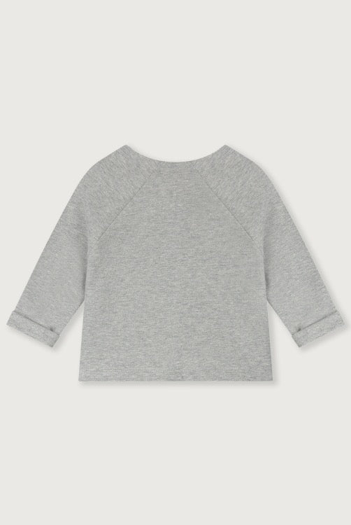Cardigan pour bébé en molleton coton organique coupe raglan Gray Label -- Bonny Lyon 