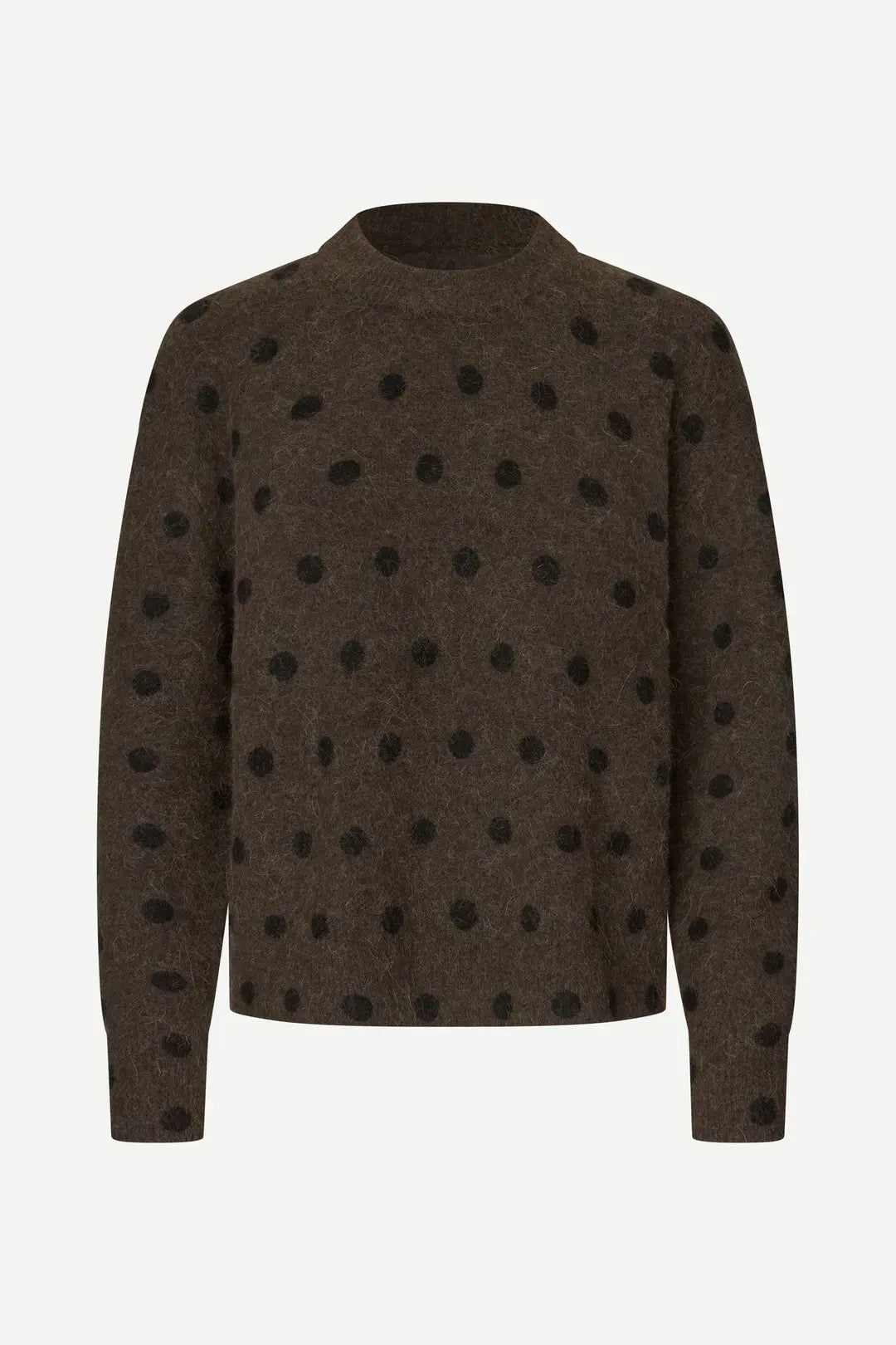 Pull en laine alpaga marron à poins noir  coupe droite Anour Samsøe -- Bonny Lyon