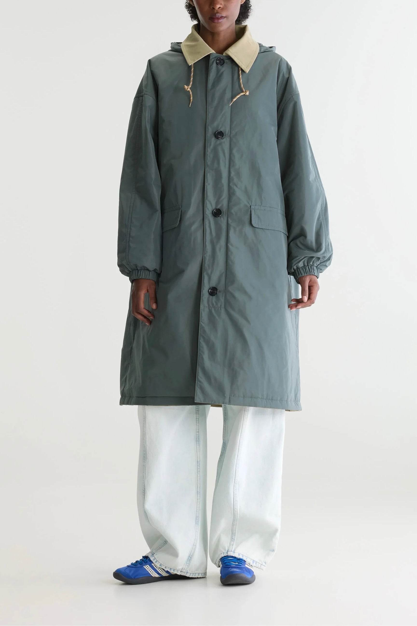Manteau- trench réversible beige et imperméable gris ardoise Hearty Bellerose -- Bonny Lyon 