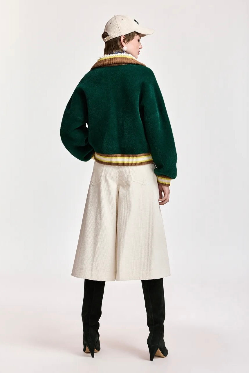 veste en maille oversized col tricot et brodé de perles, 2 coloris disponibles Essentiel Antwerp Kamore -- Bonny Lyon