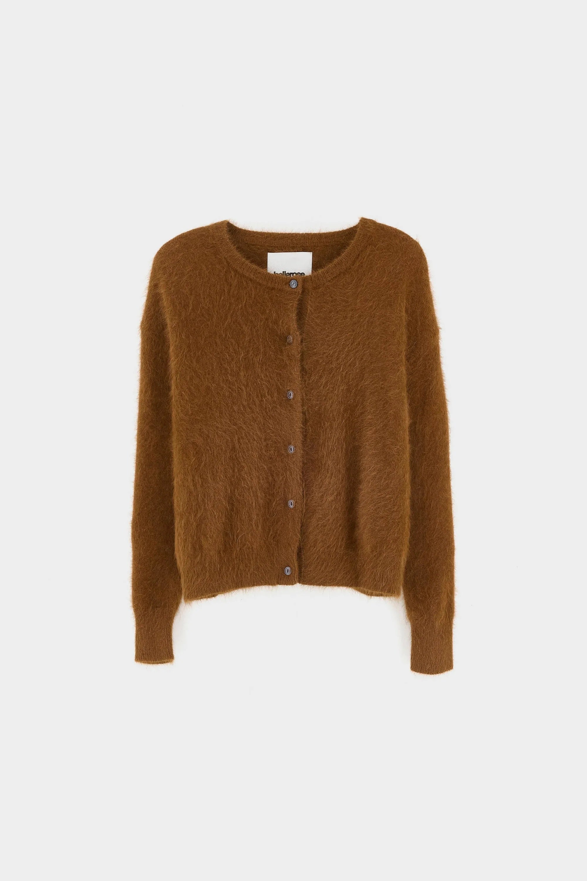 cardigan en maille angora duveteuse coloris bison tabac Bellerose Dathan -- Bonny Lyon 