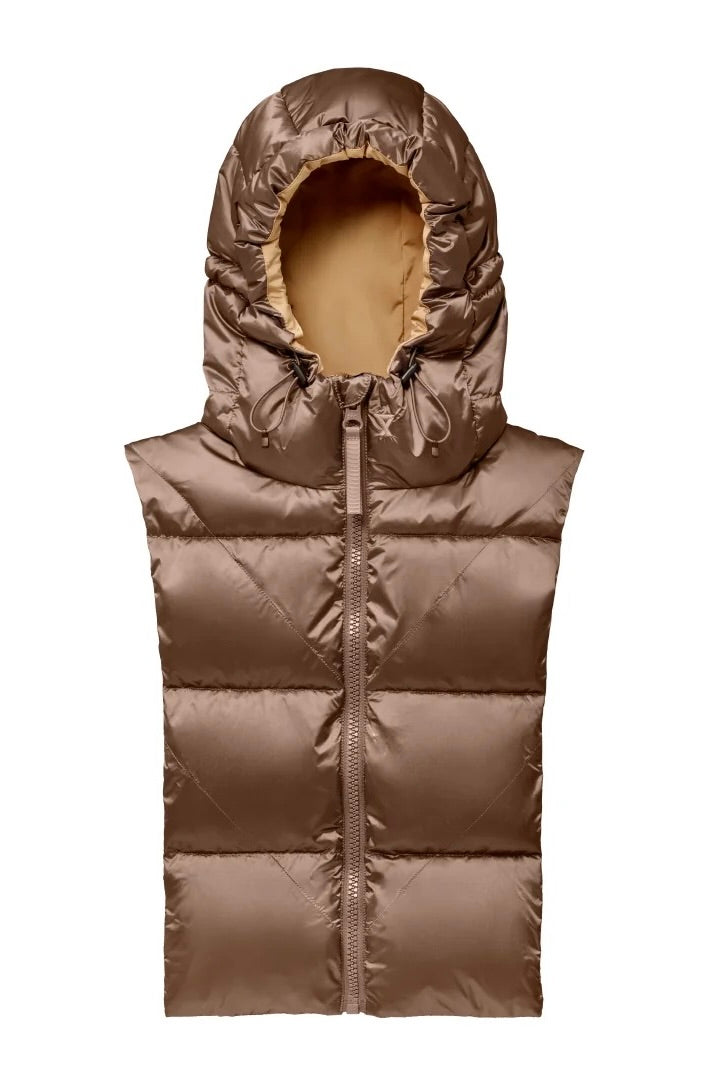 Capuche Doudoune Bronze et Latte
