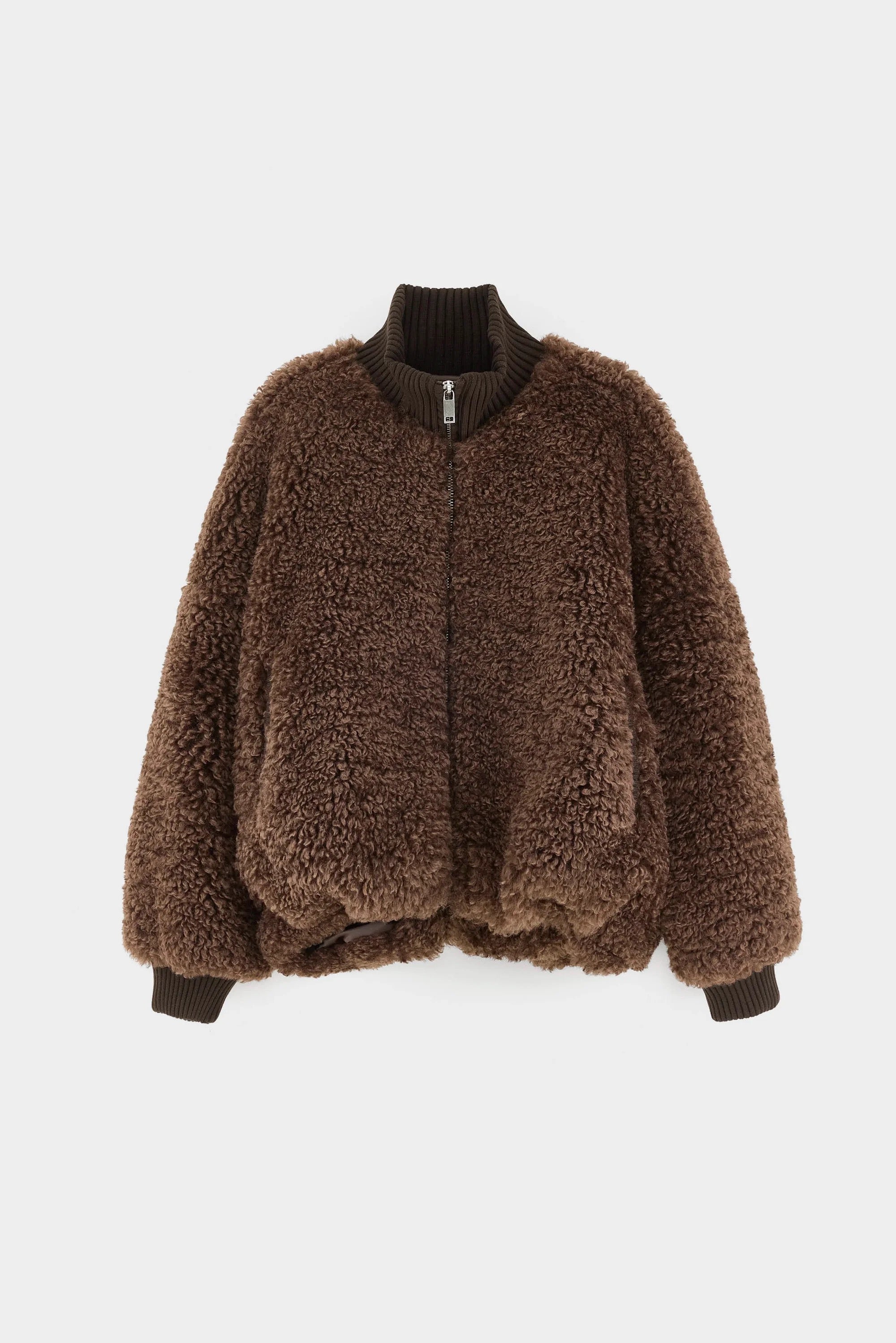 Bomber oversized en fausse fourrure marron foncé Bellerose Jallis Dark Roast -- Bonny Lyon 