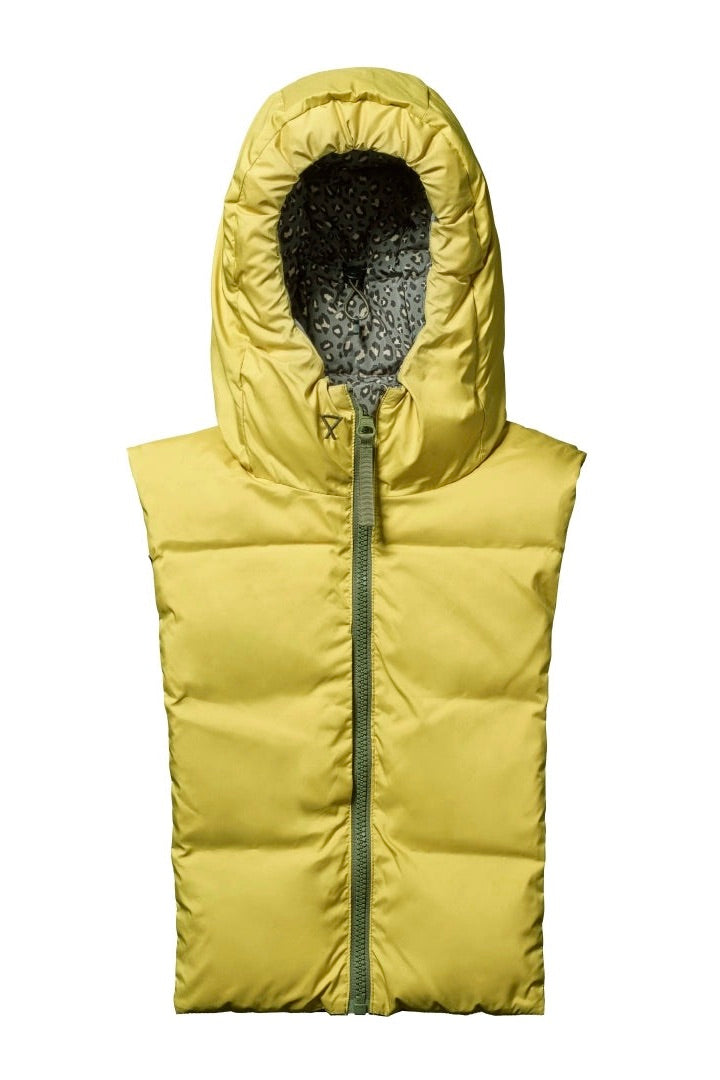 Capuche Doudoune léopard Kaki et Lichen