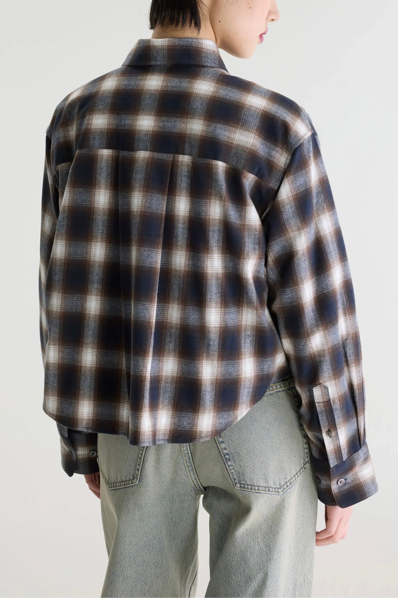 Chemise à carreaux marine et marron coupe boxy Johan Bellerose -- Bonny Lyon