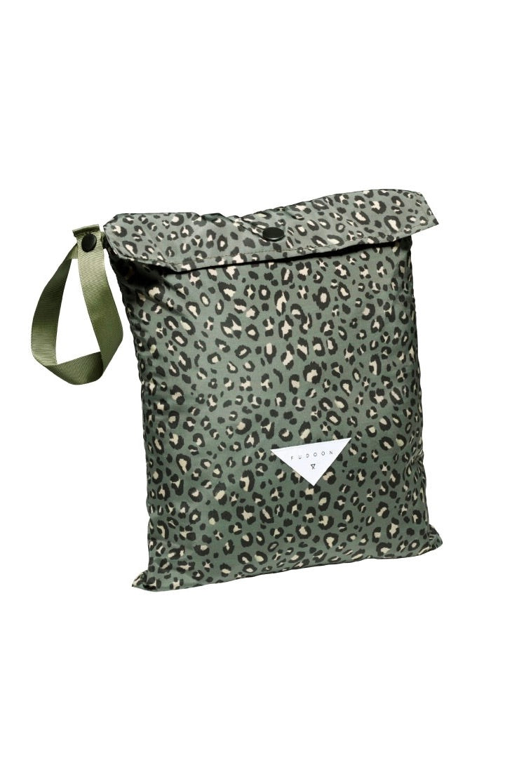 Capuche Doudoune léopard Kaki et Lichen